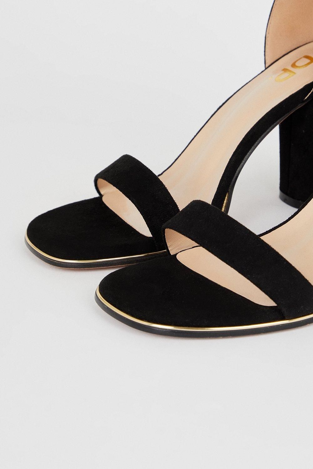 Dorothy Perkins Extra Wide Fit Sweetie Block Heel Sandals Natural Black image 4