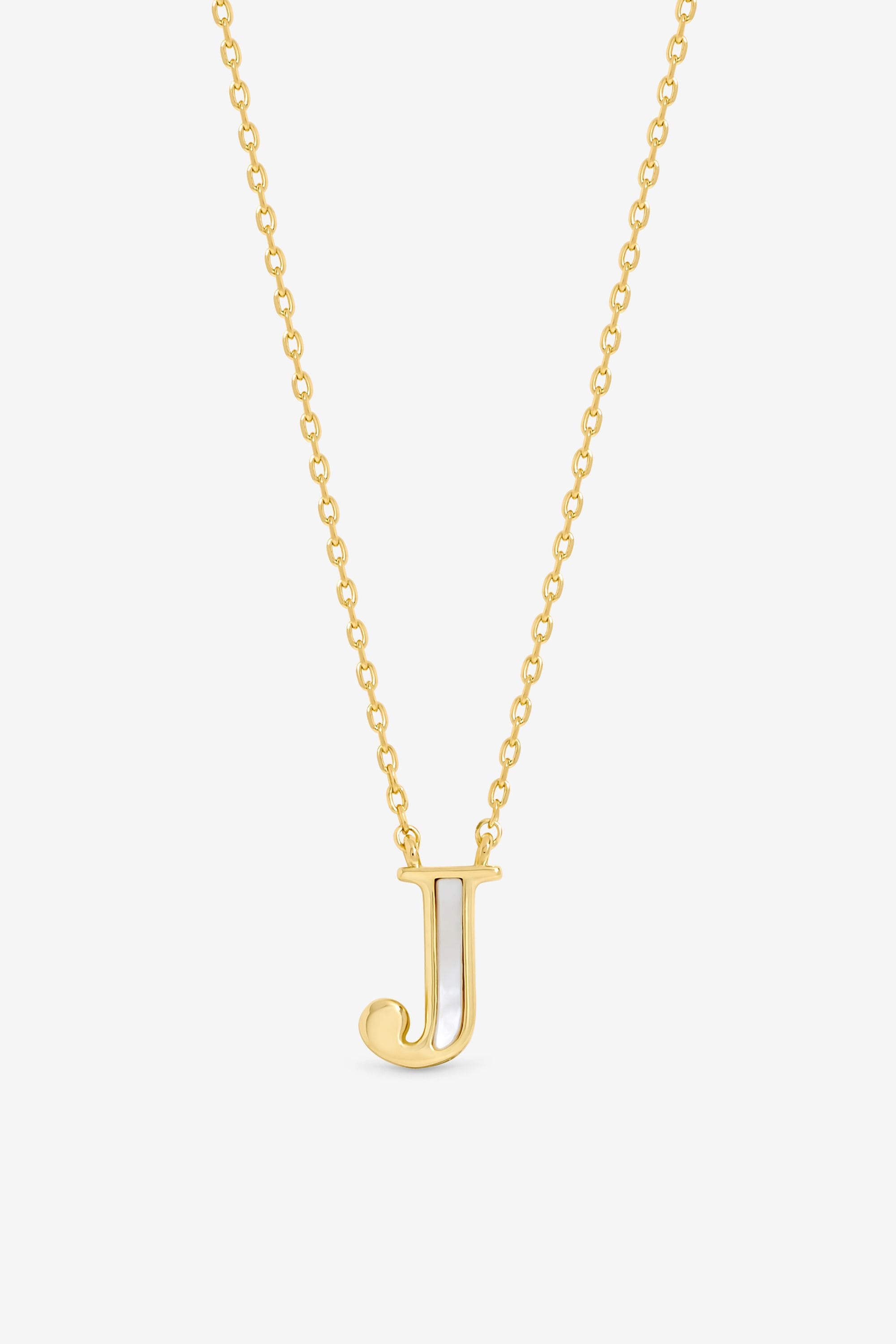 Inicio 14K Real Gold Plated and Mother of Pearl Initial Pendant - J image 1
