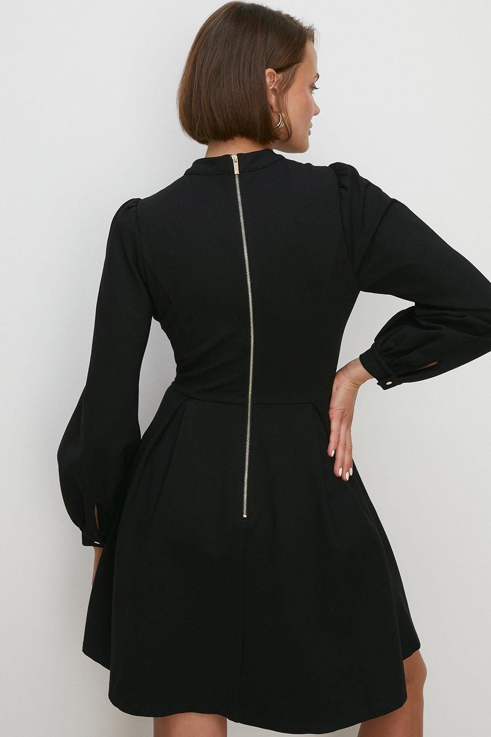 Oasis Keyhole Detail Ponte Skater Dress Black image 3