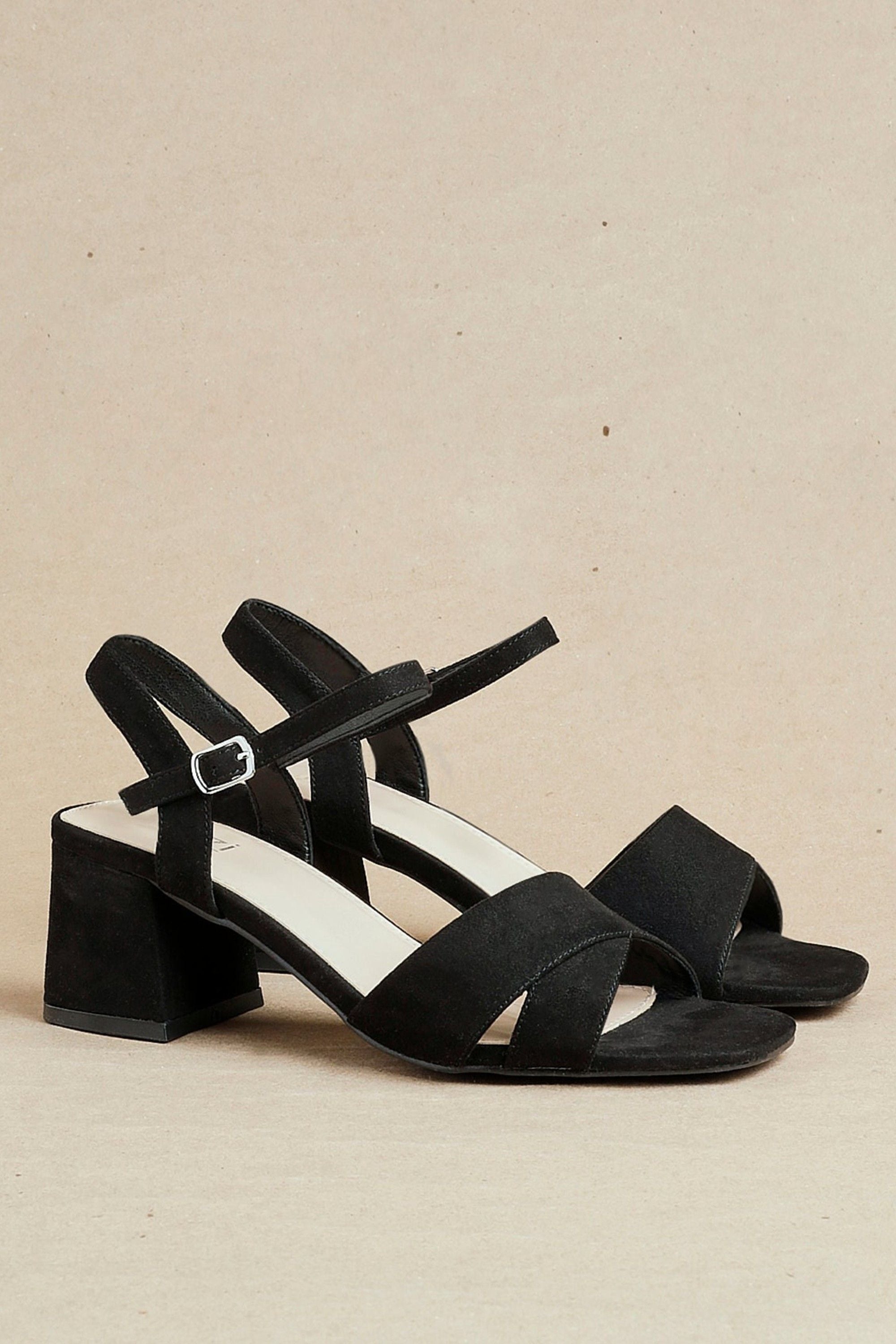 Linzi Vivian Wide Fit Black Suede Block Heeled Sandals image 6