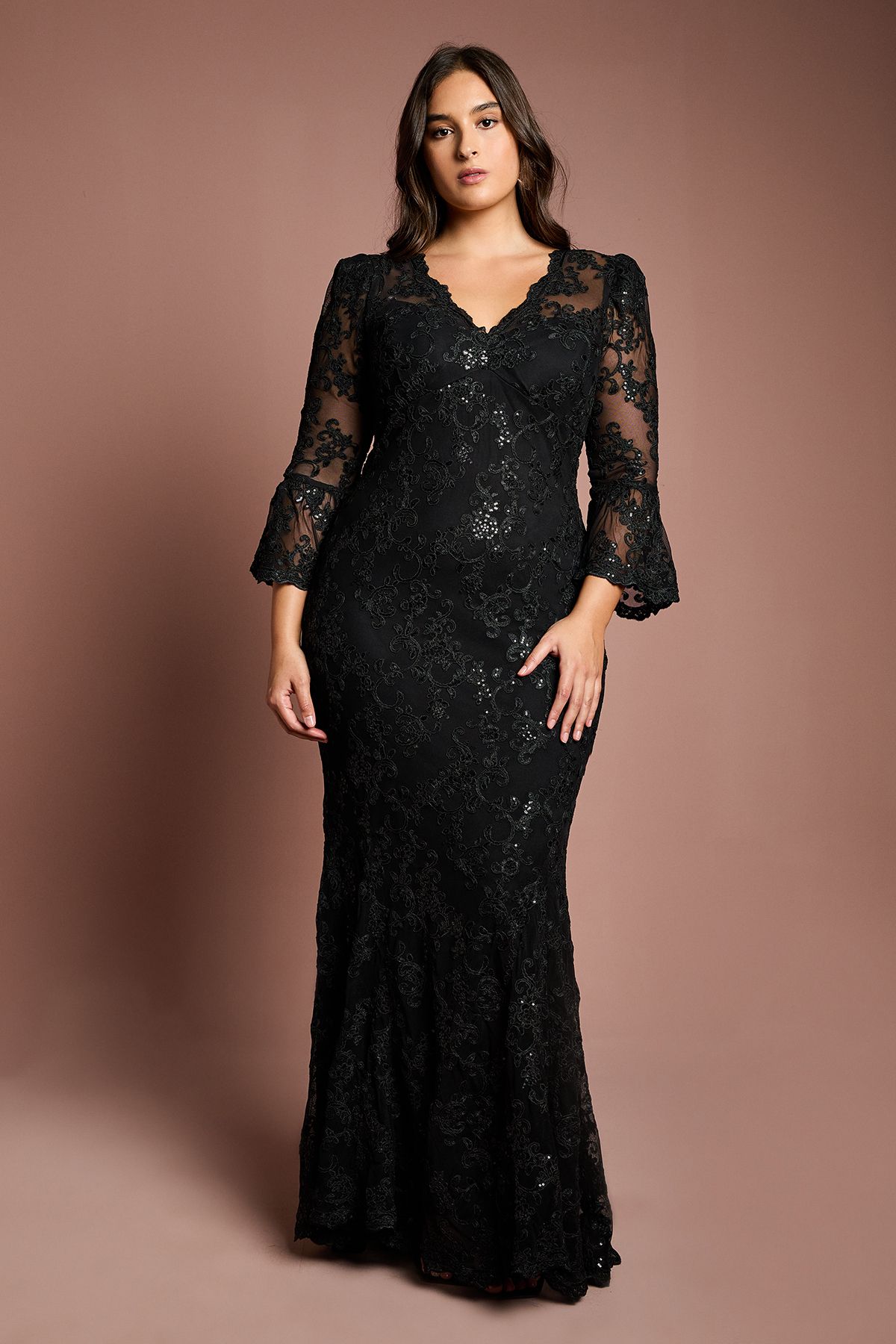 Coast Plus Size Sequin Bodycon Maxi Dress Black image 1