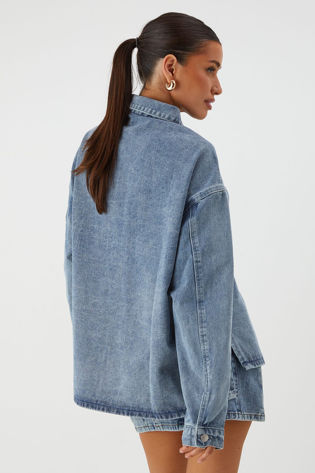 MissPap Oversized Denim Jacket Blue image 3