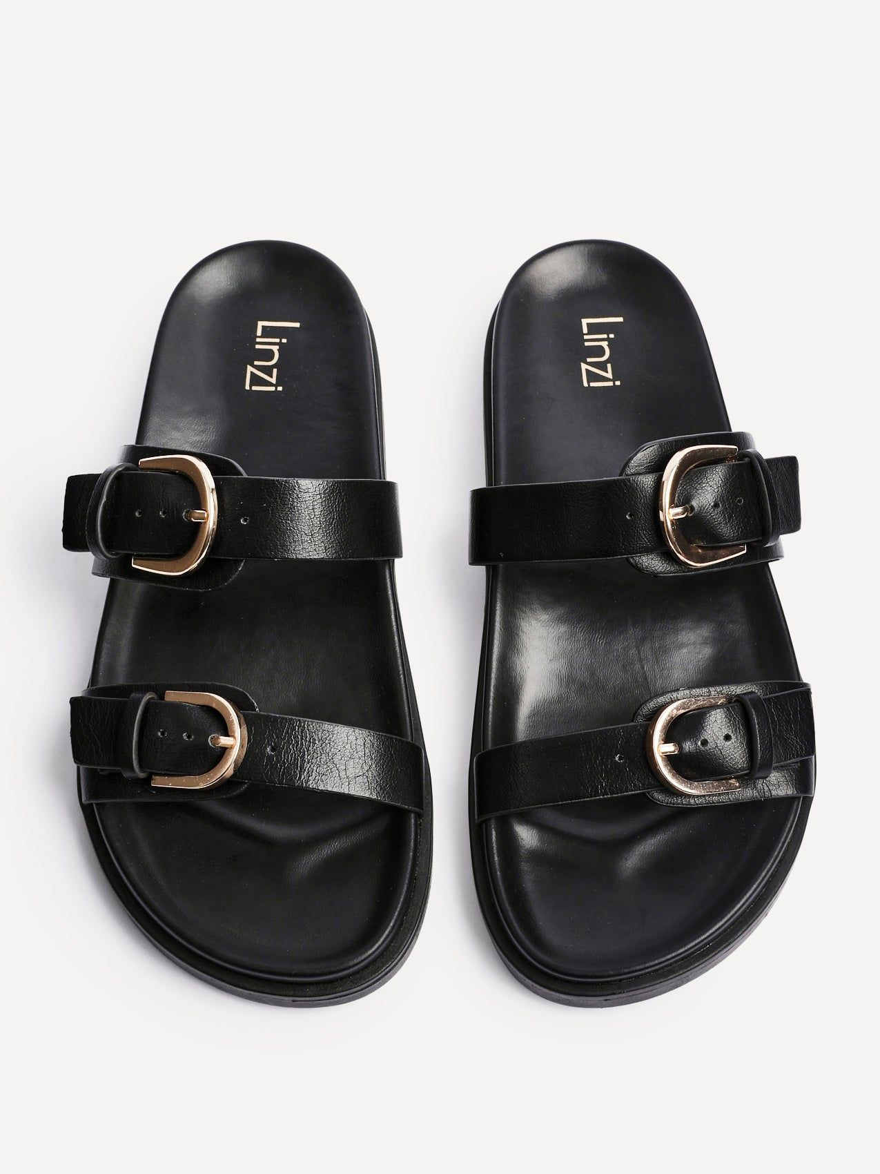Linzi Miko Black Faux Leather Flat Sandal image 4