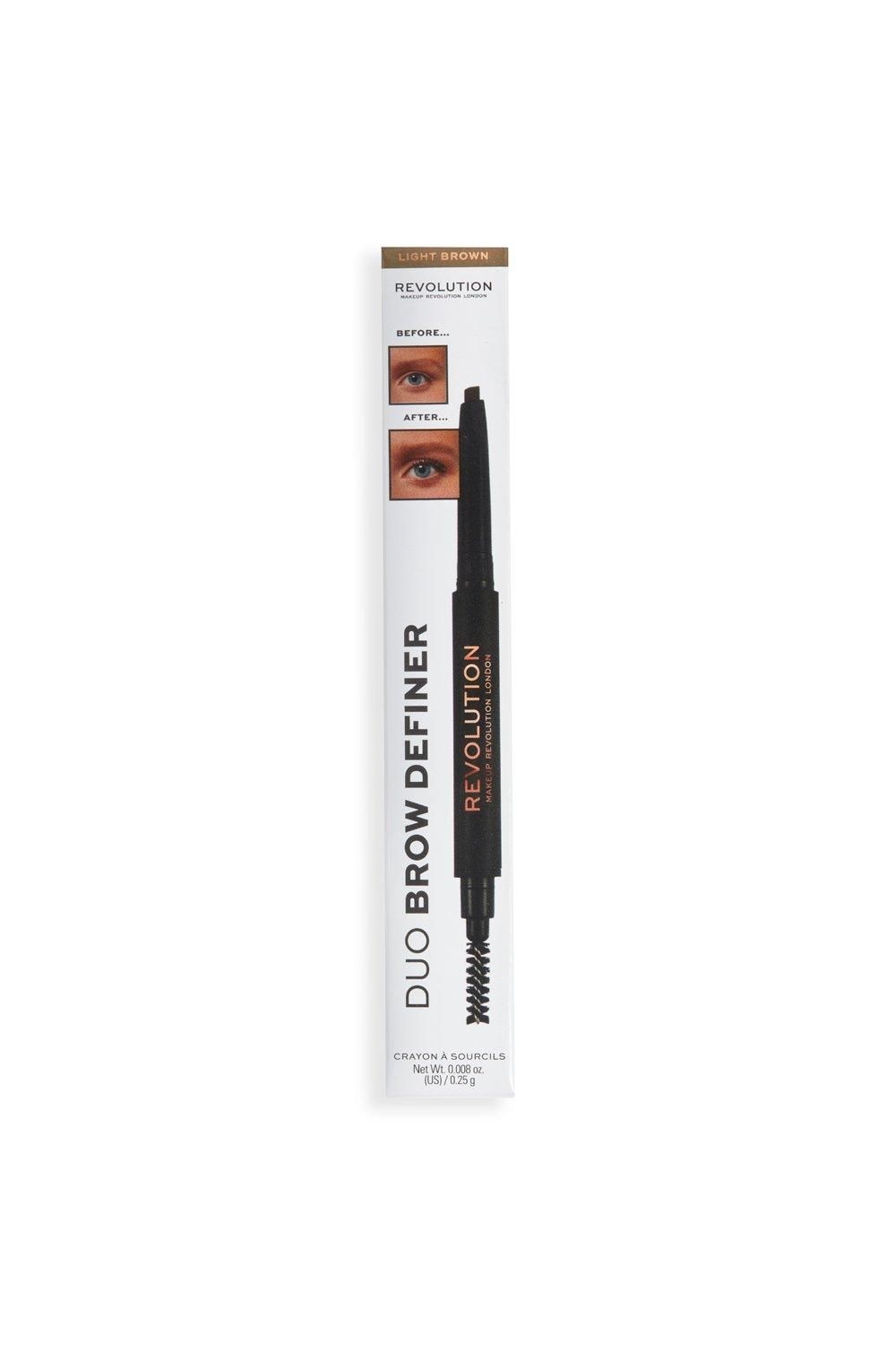 Revolution Duo Brow Definer Pencil Medium Brown Light Brown image 3