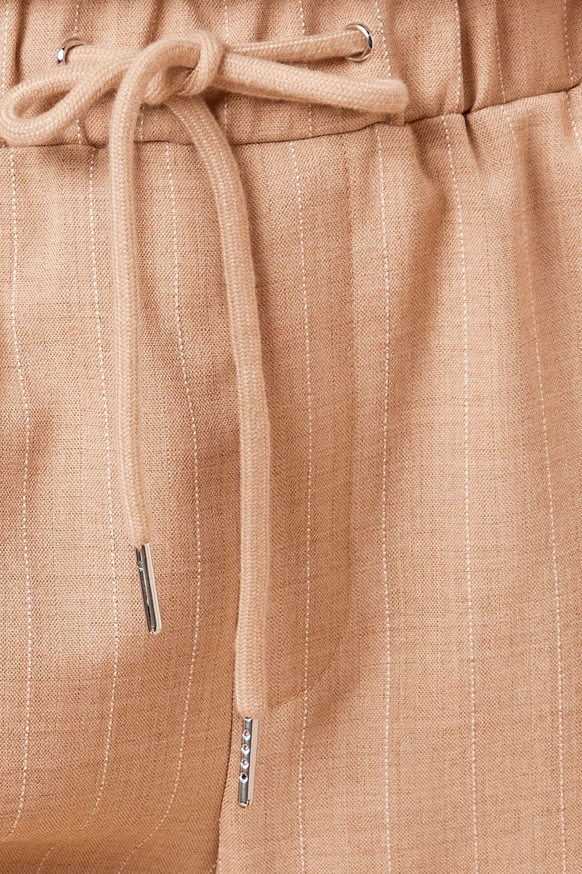 Dorothy Perkins Petite Elasticated Waist Wide Leg Stripe Trouser Camel image 5