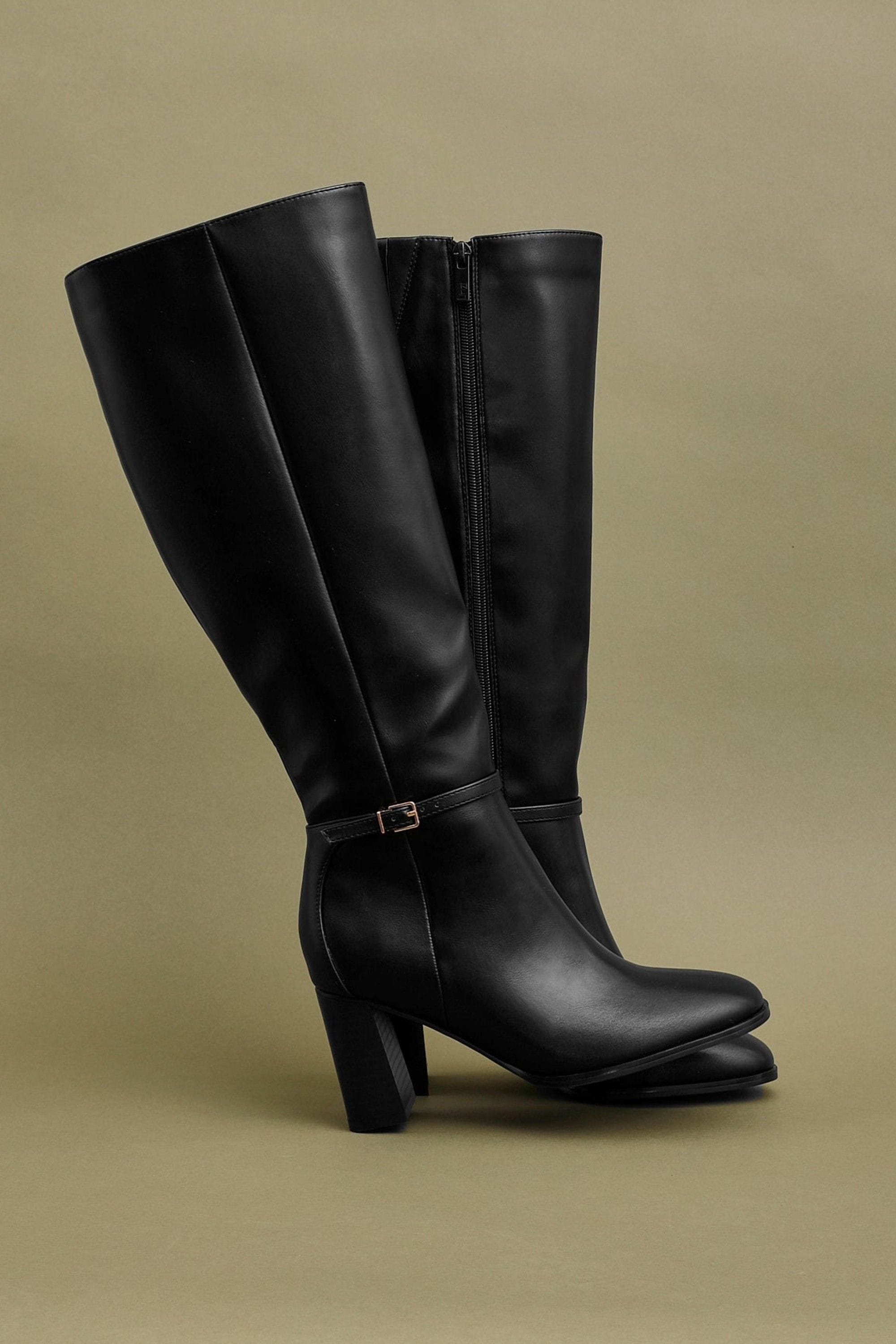 Linzi Midtown Black Faux Leather Long Heeled Boot image 6