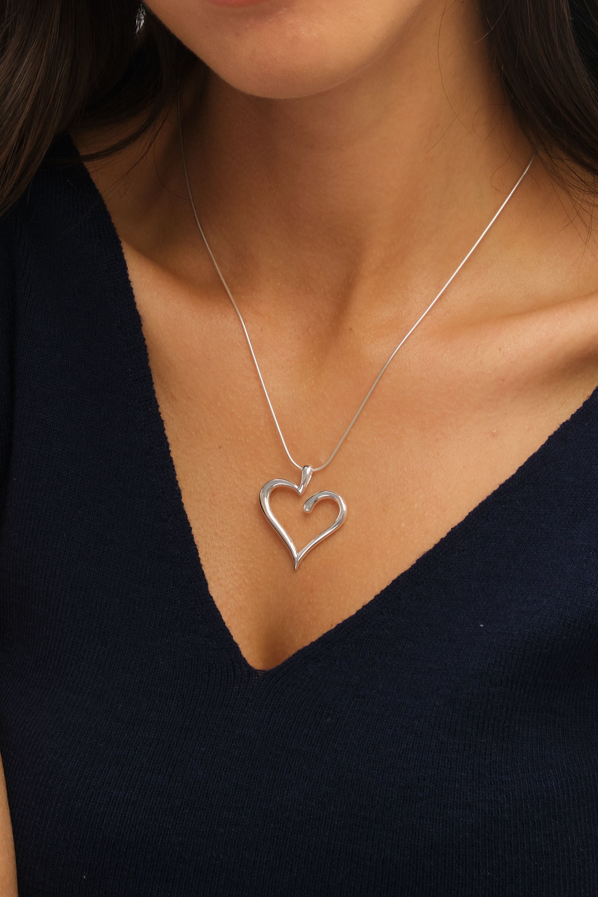 Simply Silver Sterling Silver 925 Polished Open Heart Pendant image 4