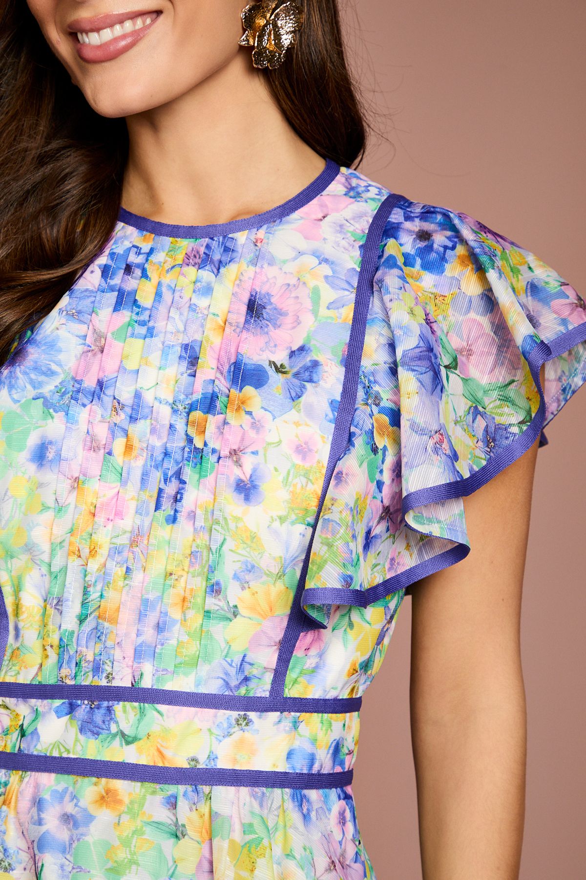 Coast Printed Frill Sleeve Organza Blouse Multi image 5