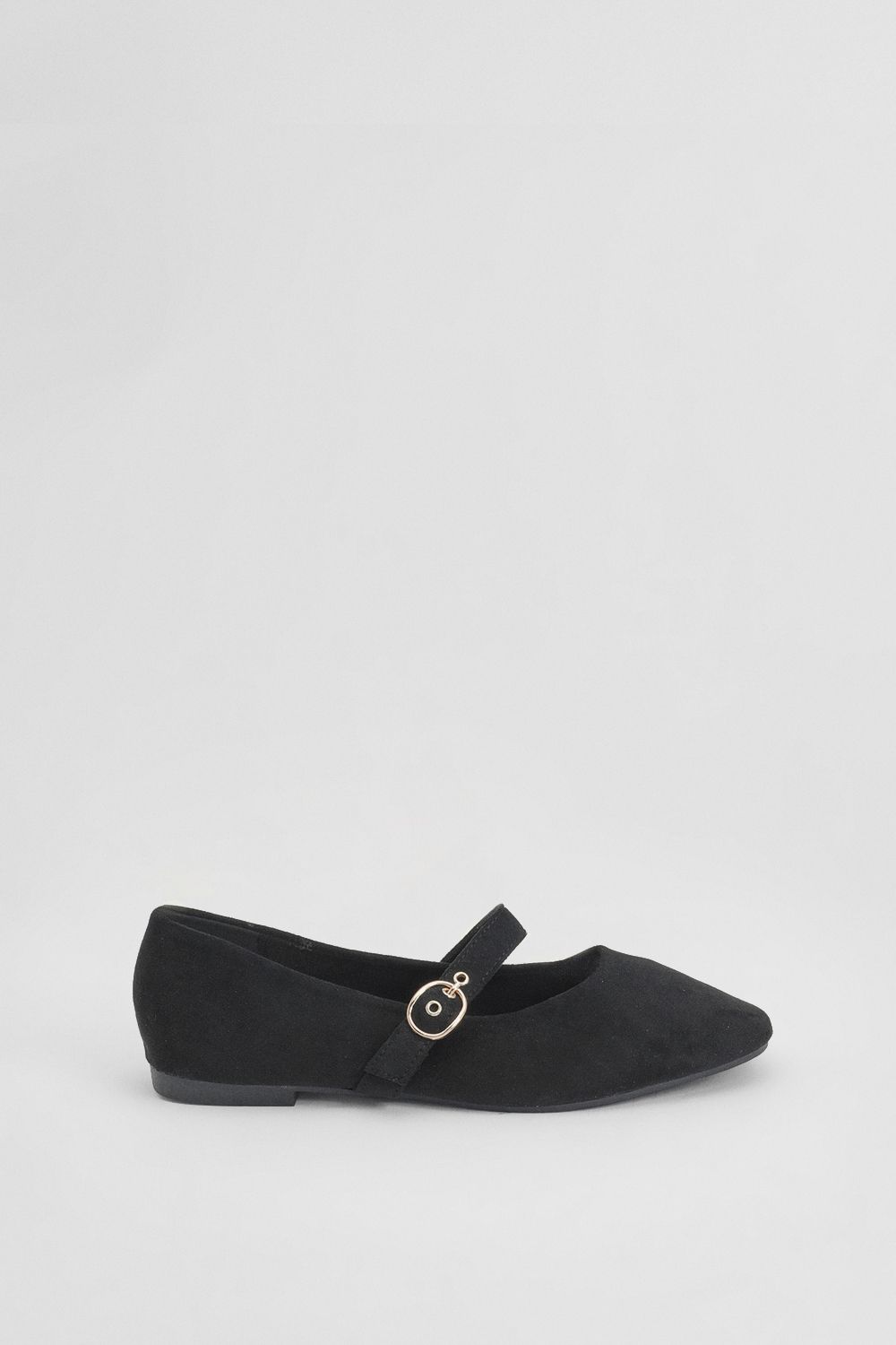 Oasis Matilda Faux Suede Mary-Jane Soft Ballet Pumps Natural Black