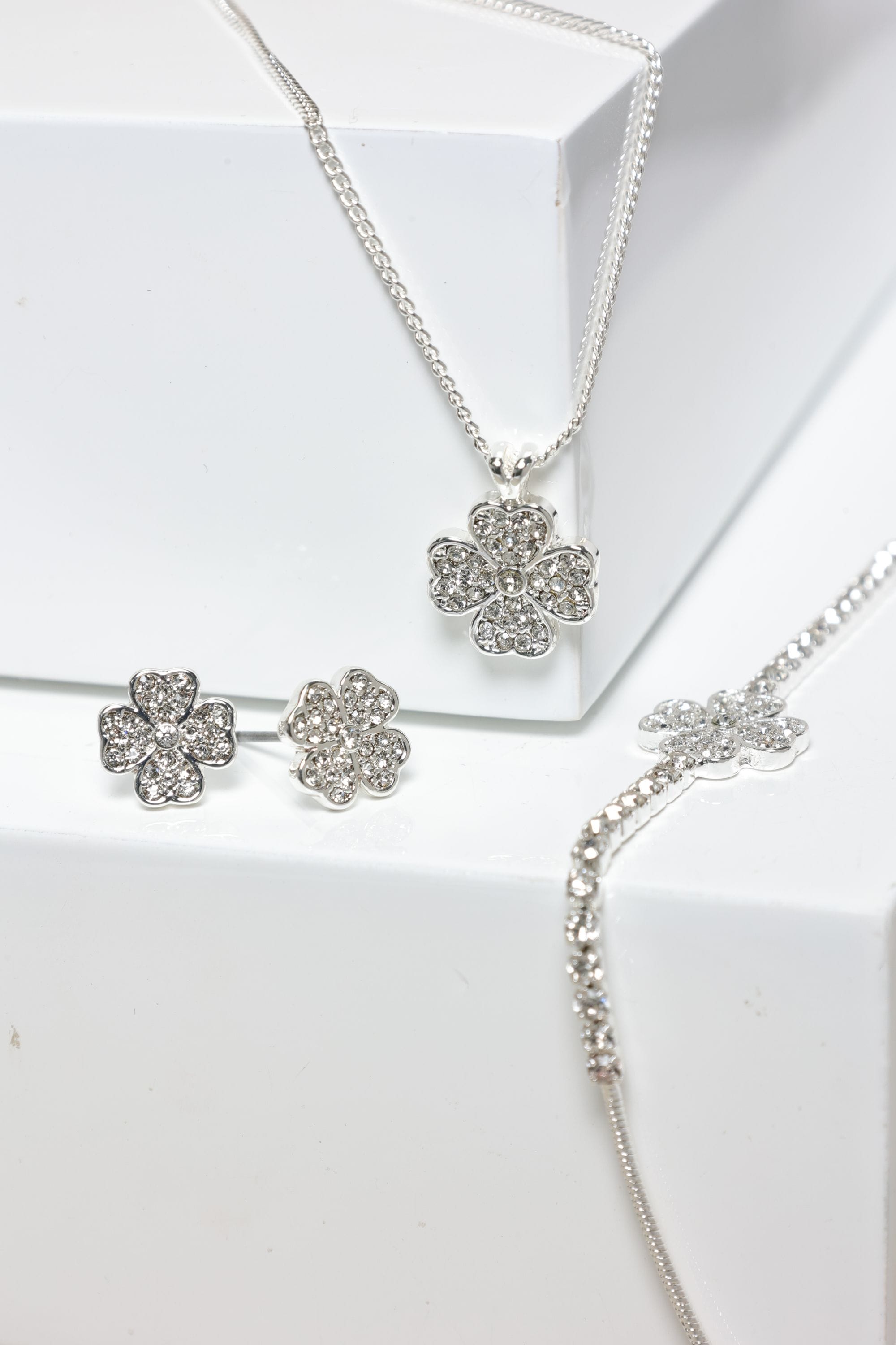 Jon Richard Silver Plated and Pave Clover Trio Set - Gift Box image 3