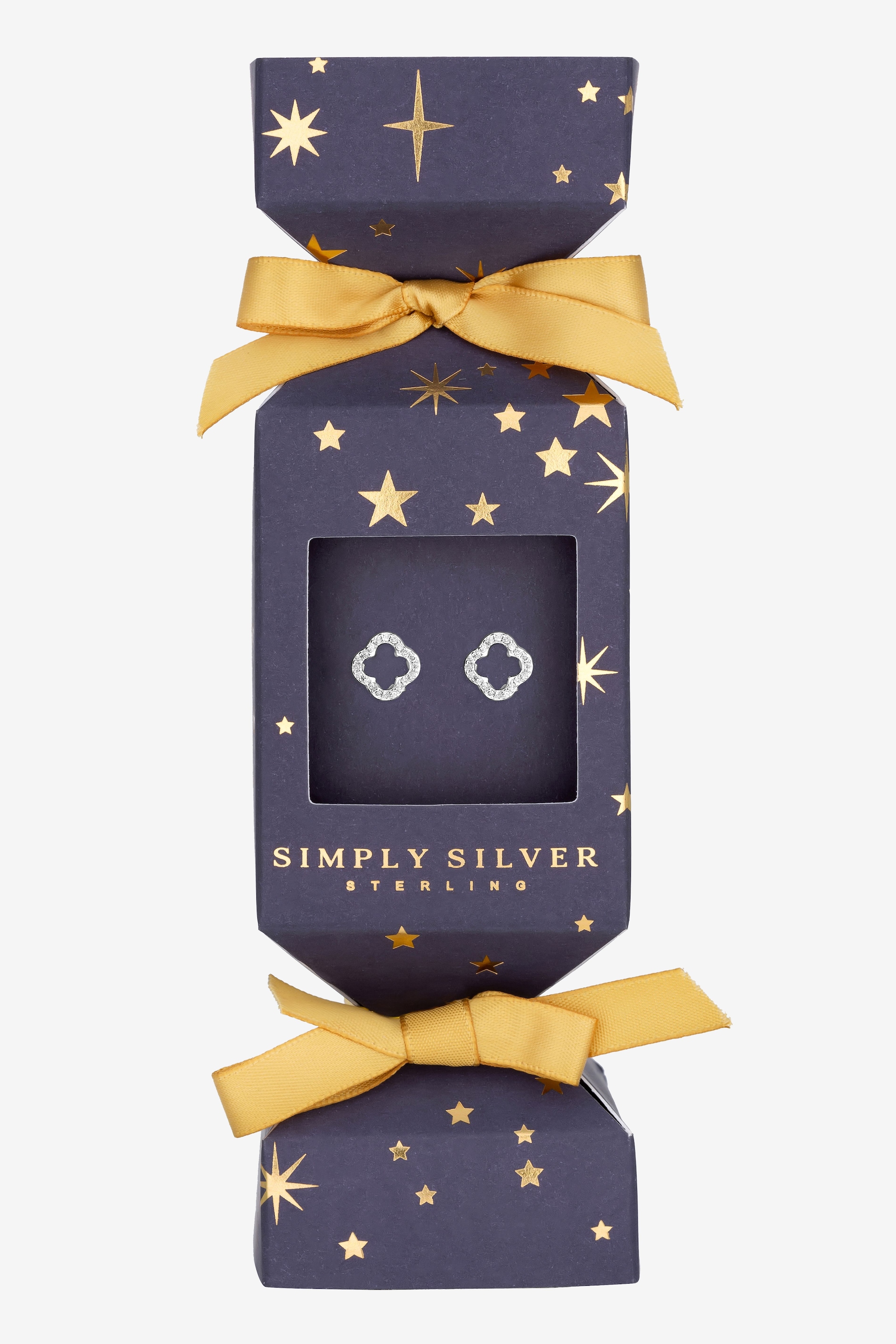 Simply Silver Sterling Silver 925 Cubic Zirconia Open Clover Earrings - Gift Cracker image 1