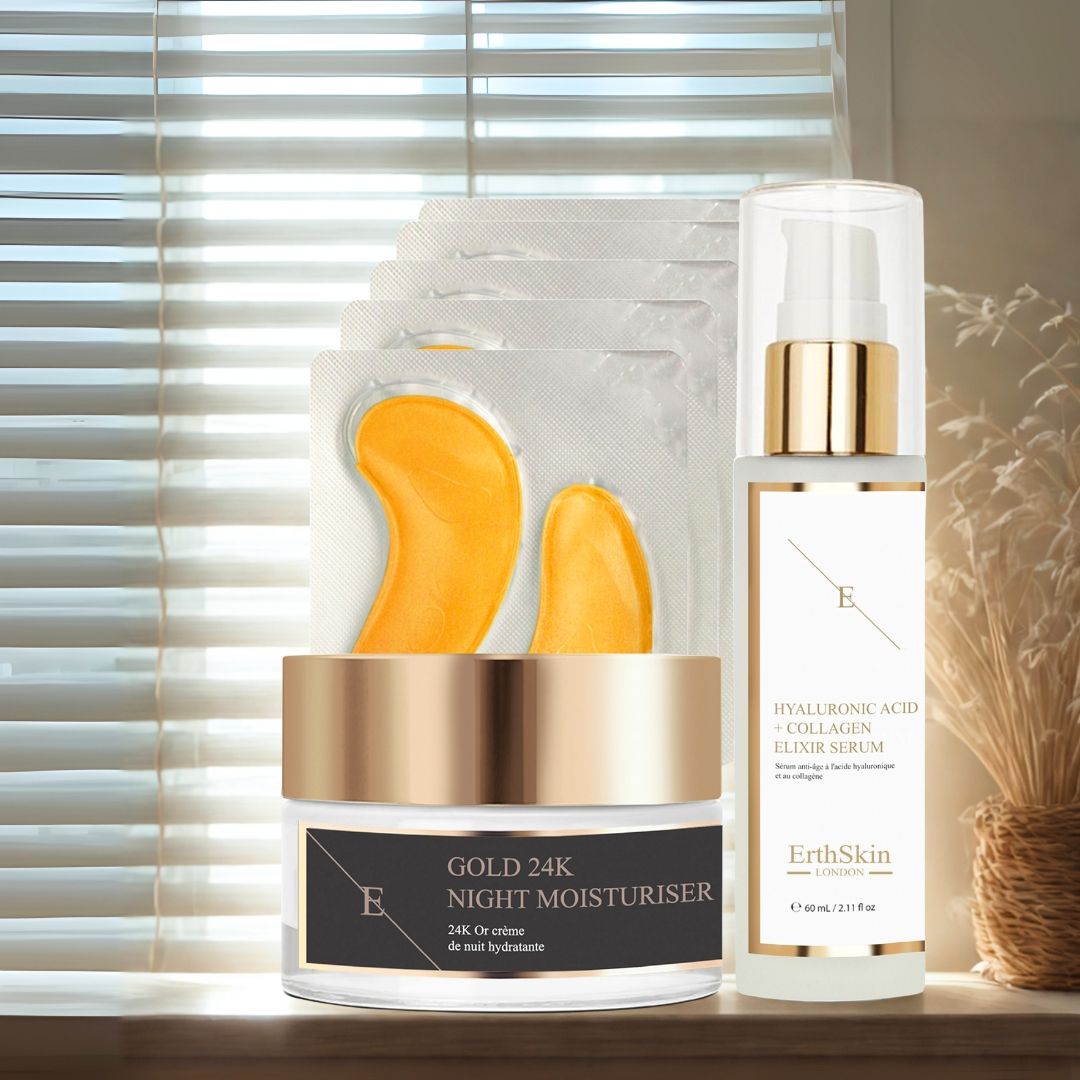 Erth Skin London 24K Gold Night Set: Moisturizer + Eye Patches & HA Serum image 3