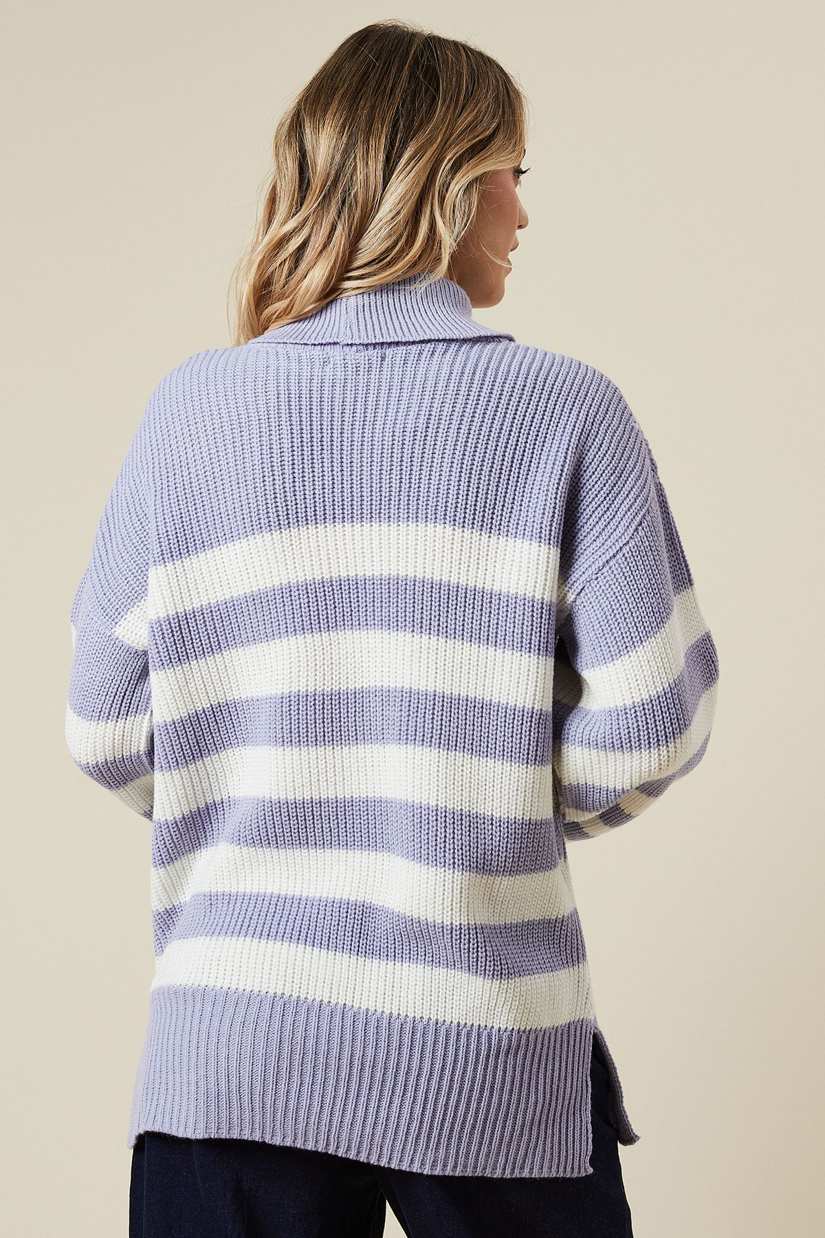 Dorothy Perkins Striped High Neck Oversized Jumper Lavender image 3