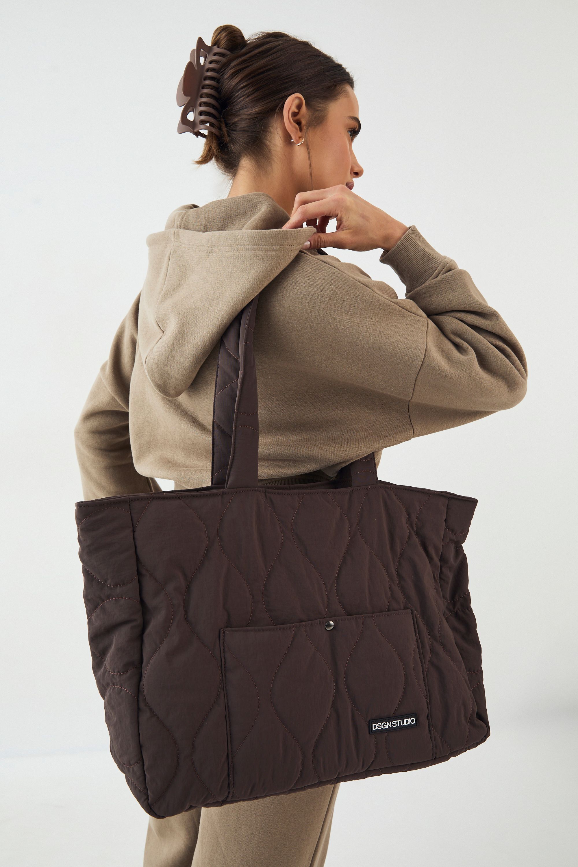 DSGN Studio DSGN Studio Quilted Large Tote Bag Dark Chocolate