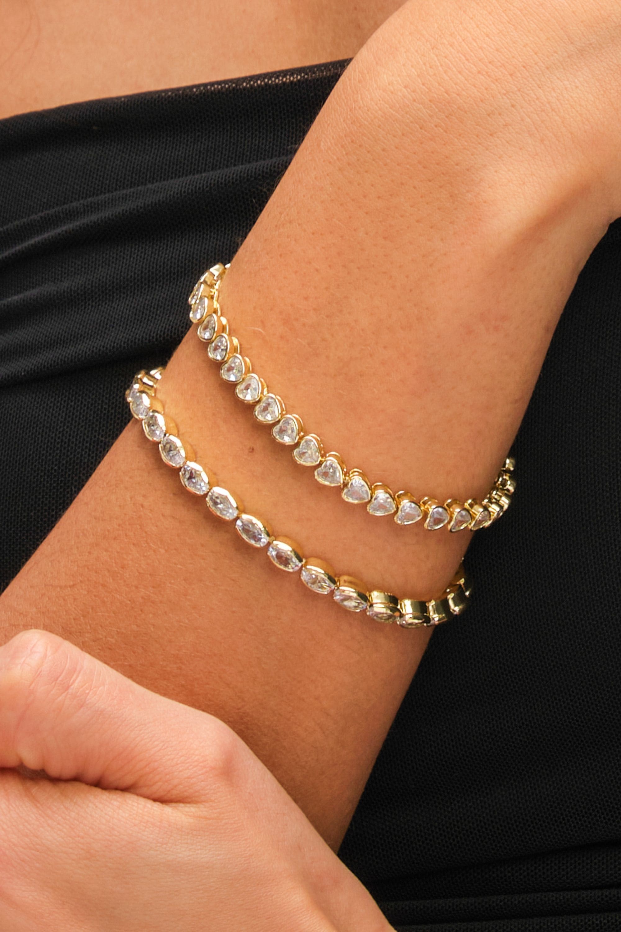 Inicio 14K Gold Plated and Crystal Tennis Bracelet - Gift Pouch image 3