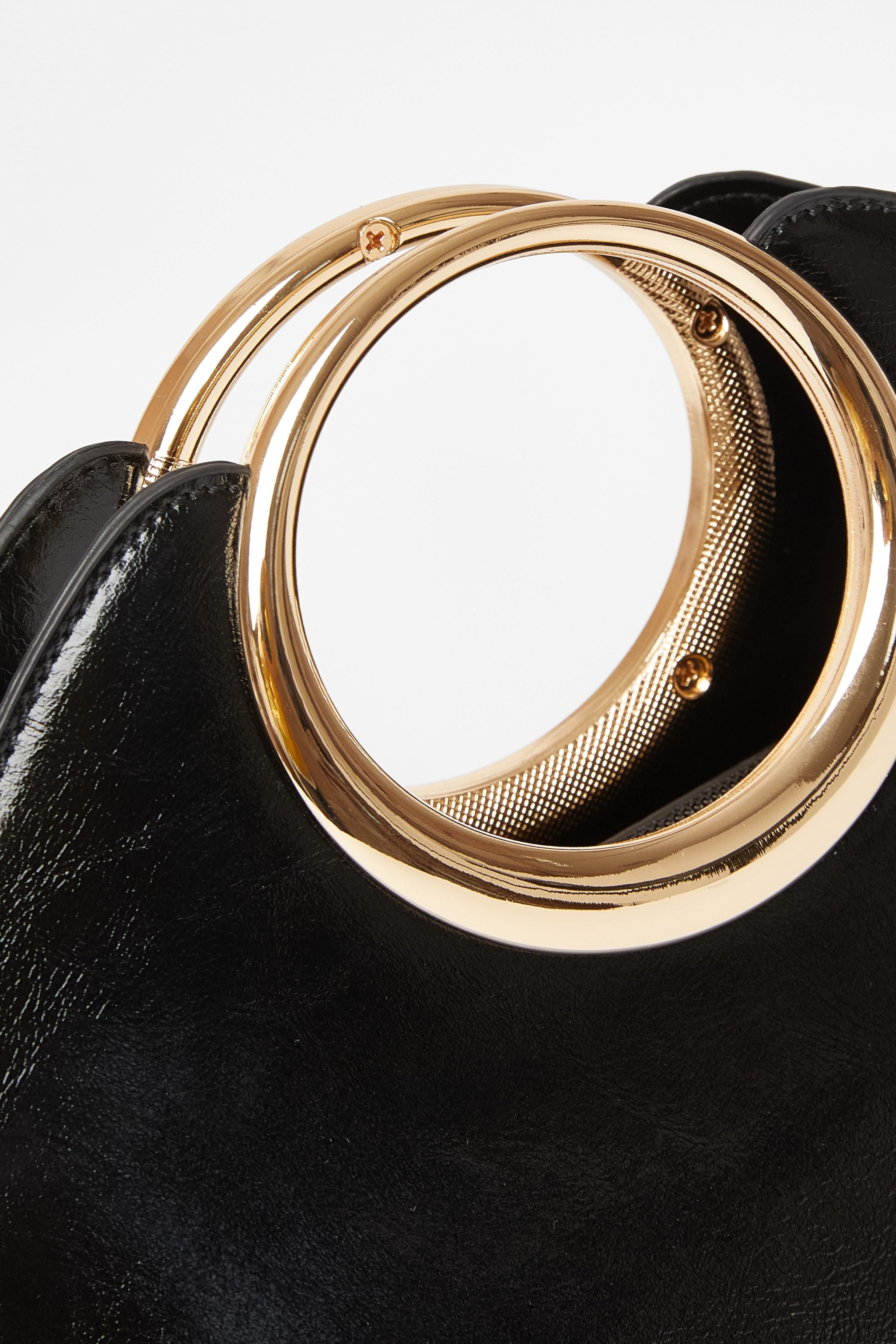 Quiz Black Faux Leather Top Handle Bag image 5