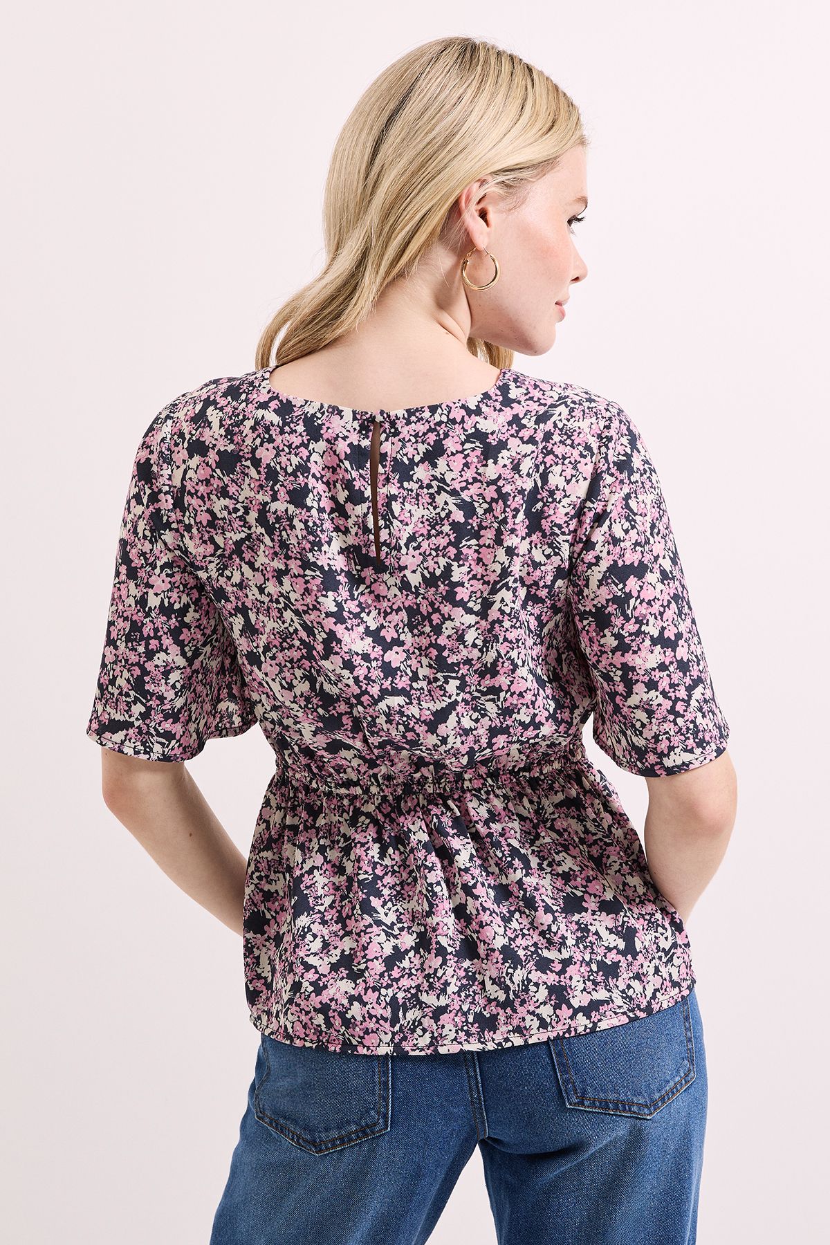 Dorothy Perkins Pink Floral Twist Front Angel Sleeve Top Floral image 4