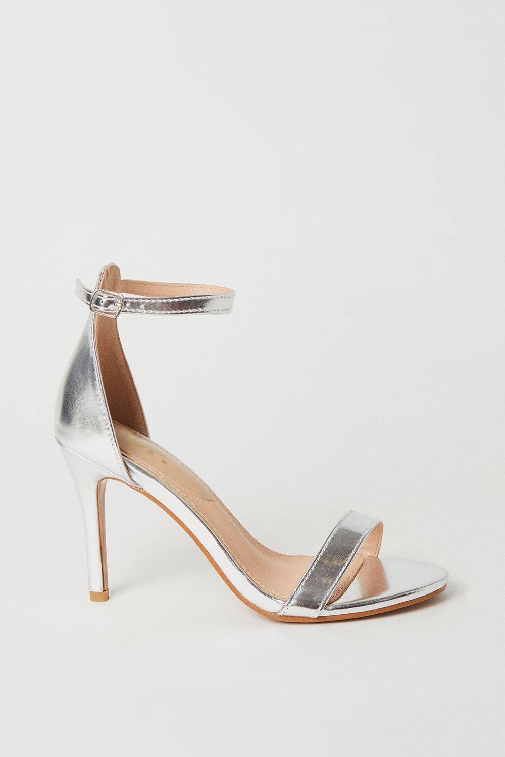 Dorothy Perkins Wide Fit Tyla Barely There High Stiletto Heel Sandals Silver image 2