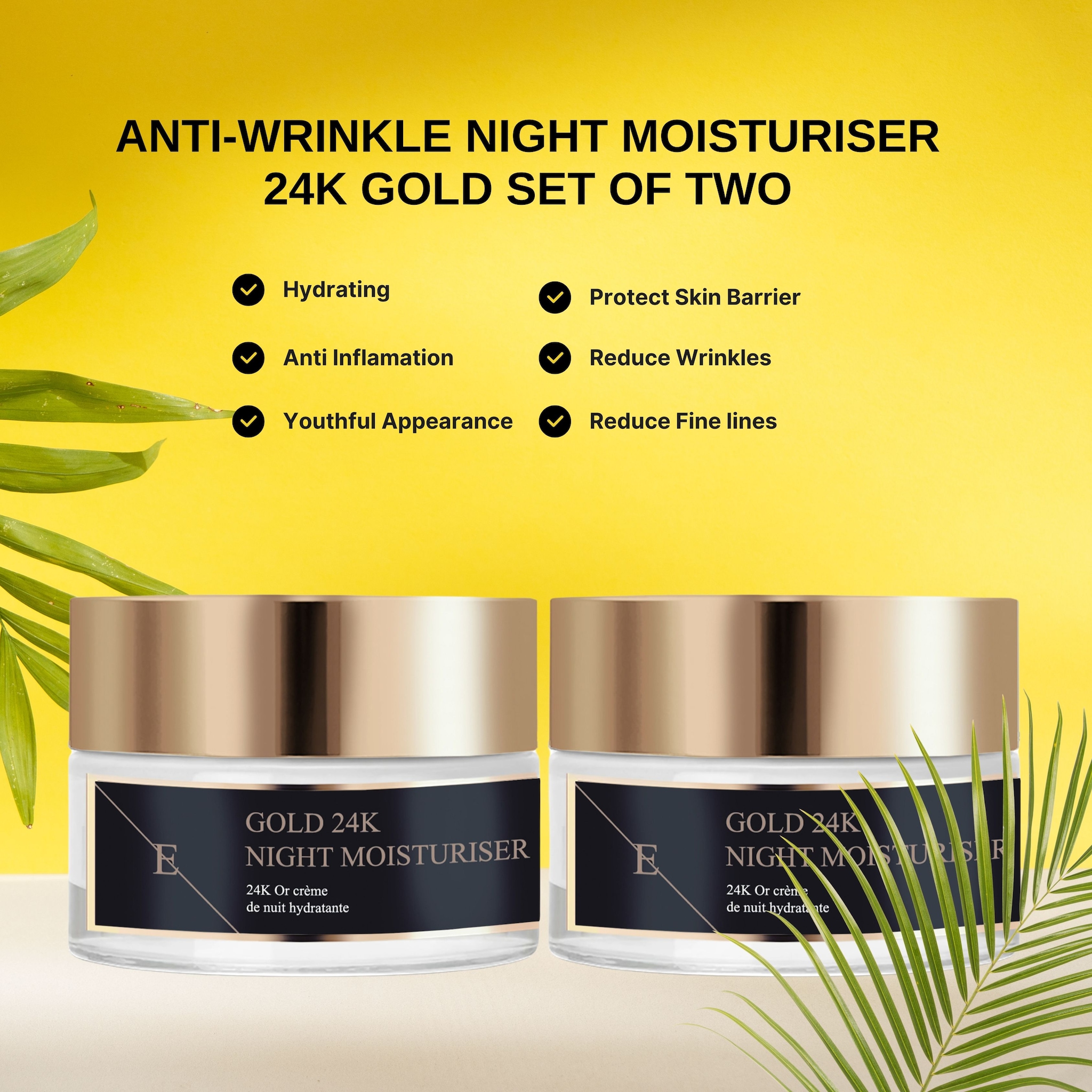 Erth Skin London 2 x Anti-Wrinkle Night Moisturiser 24k Gold 50ml image 2