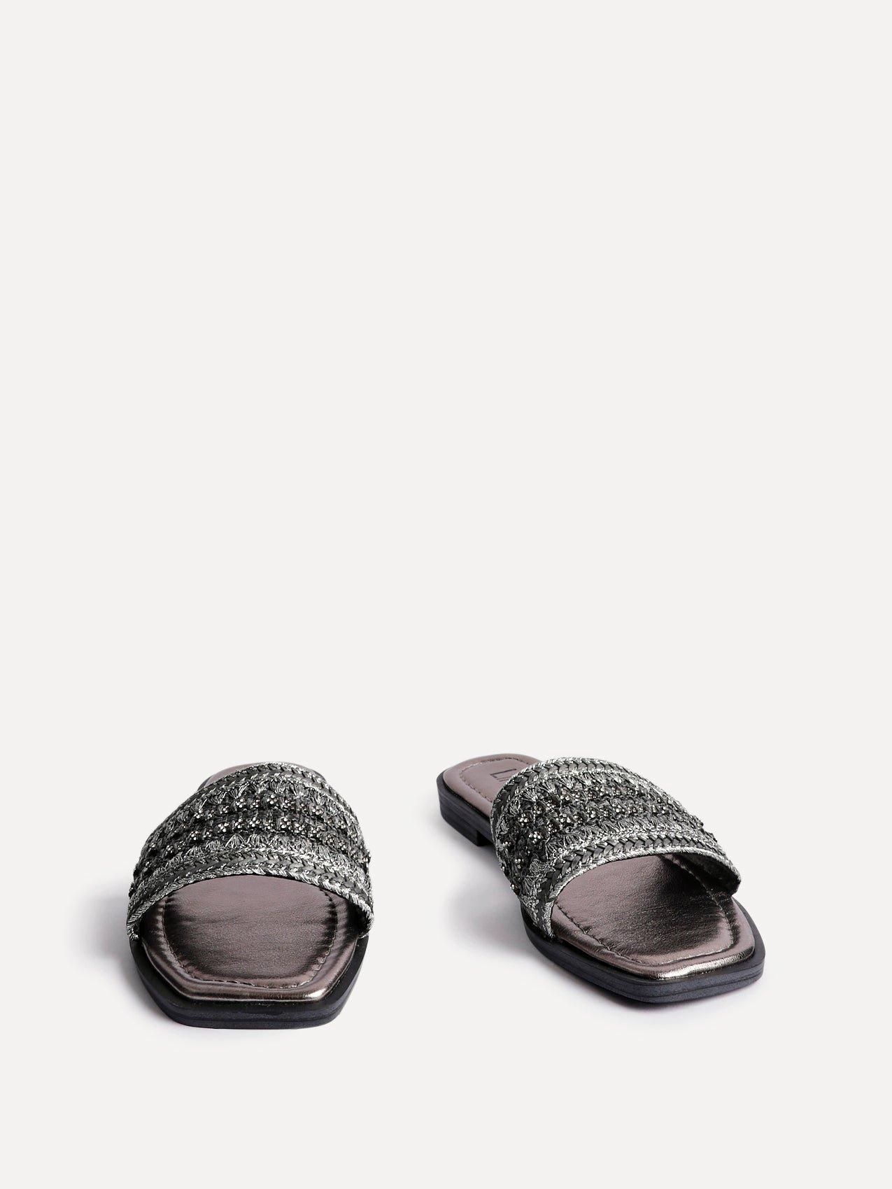 Linzi Fernanda Black Embellished Slip On Sandals image 4