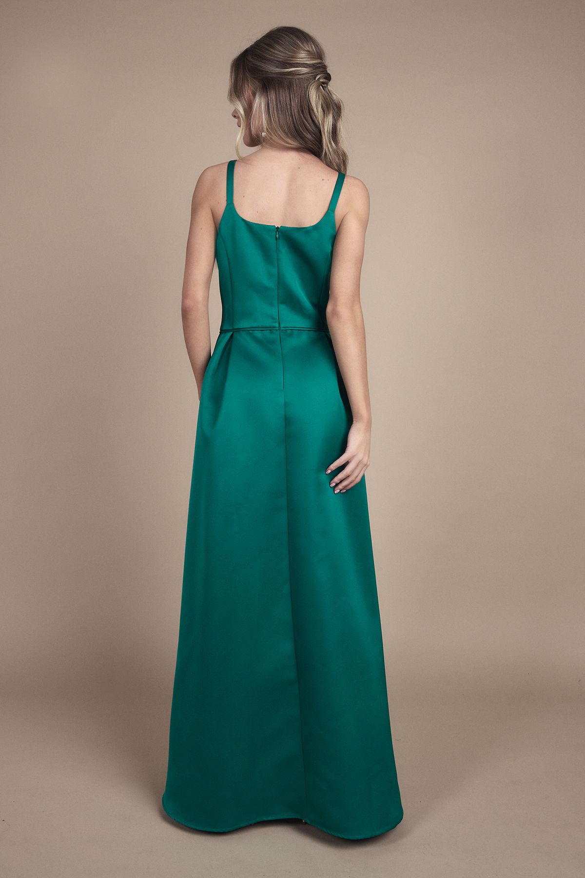 Coast Teen Structured Satin Full Skirted Bridesmaid Dress Emerald image 3
