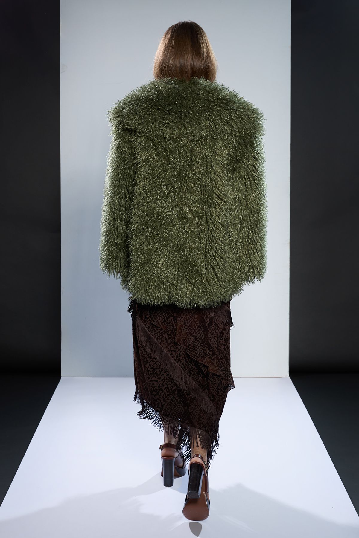 RUNWAY 1.8.1.8 Runway 1.8.1.8 Mongolian Faux Fur Short Coat Khaki image 3