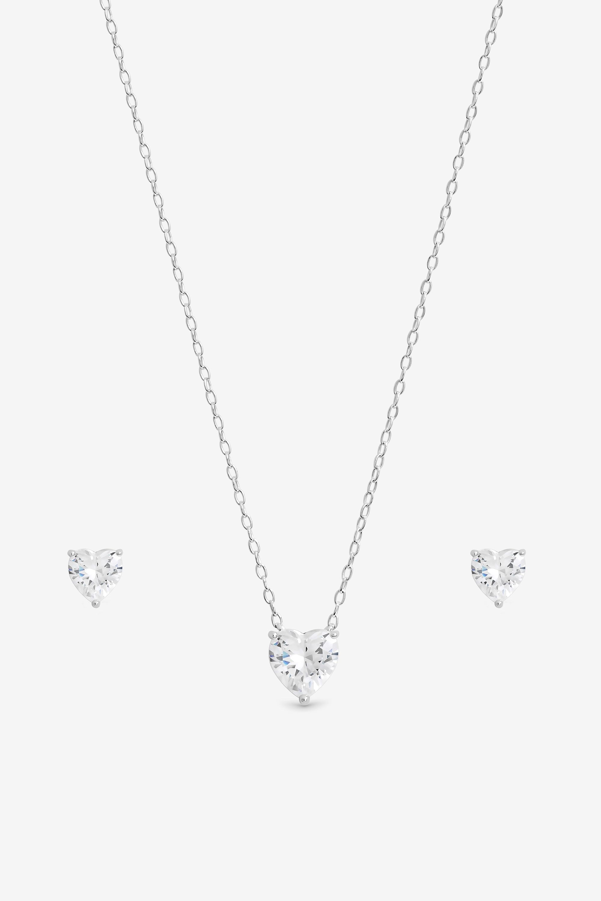 Simply Silver Sterling Silver 925 Cubic Zirconia Besel Heart Set image 2