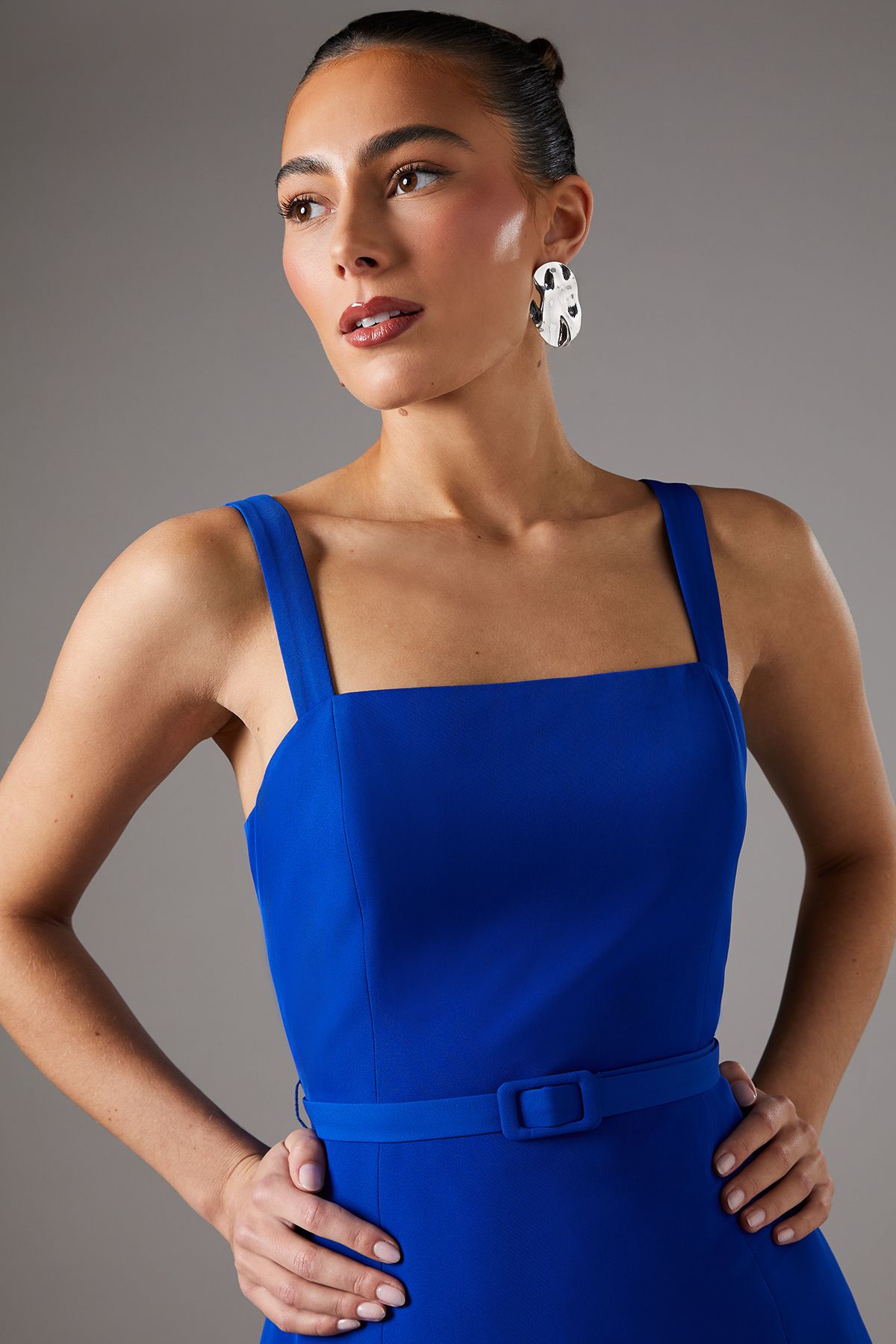 Coast Lace Pleat Skirt Dress Cobalt image 3