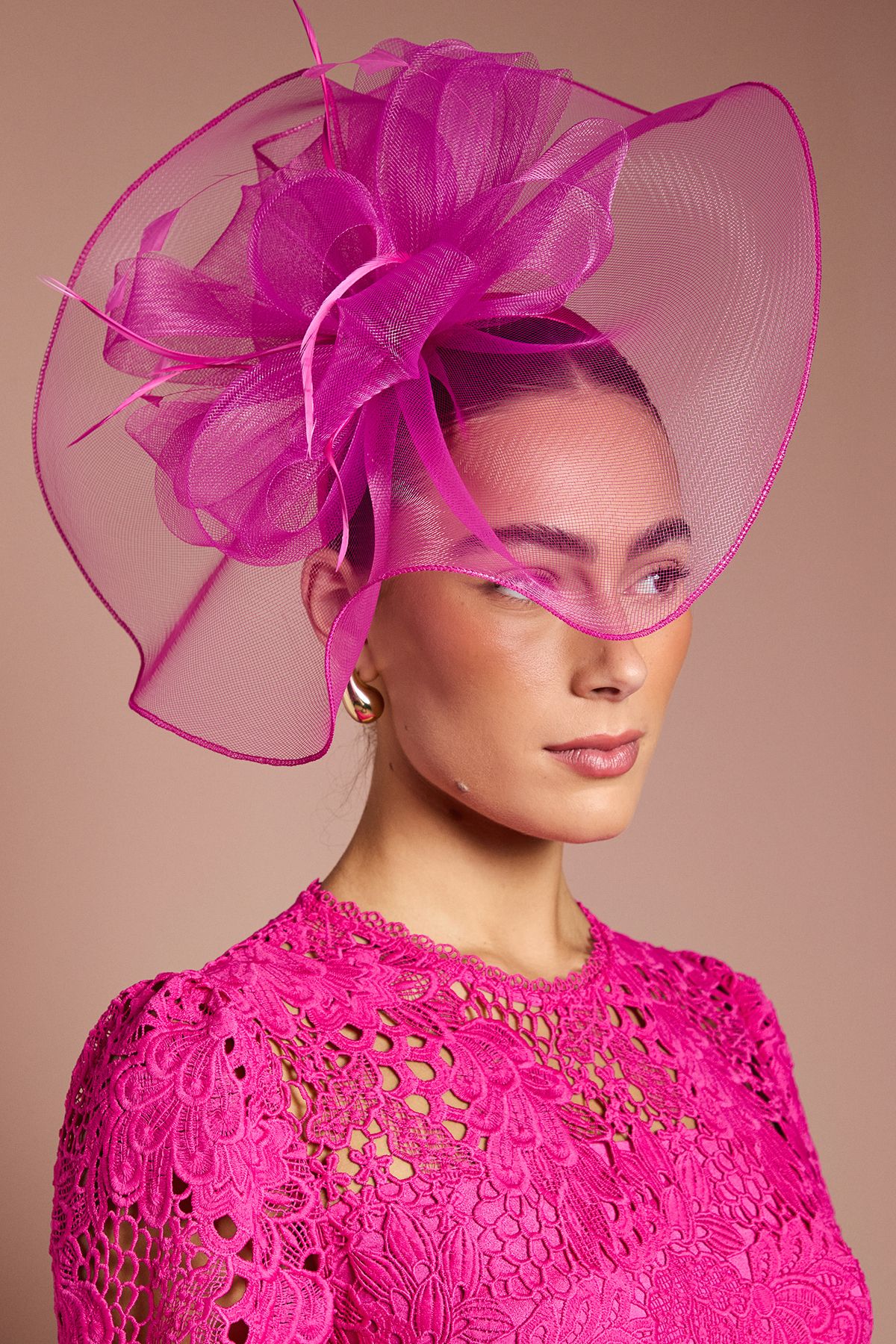 Coast Structured Mesh Bow Flat Fascinator Magenta