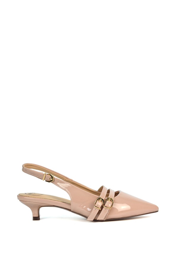 XY London 'Cassie' Slingback Low Kitten Heel Courts with Point Toe