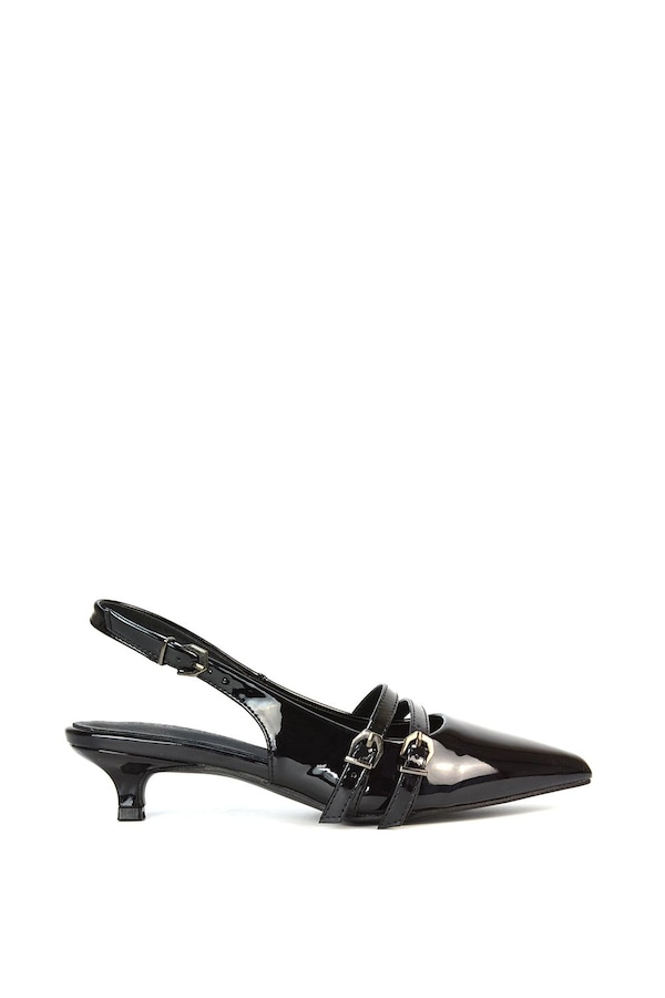 XY London 'Cassie' Slingback Low Kitten Heel Courts with Point Toe