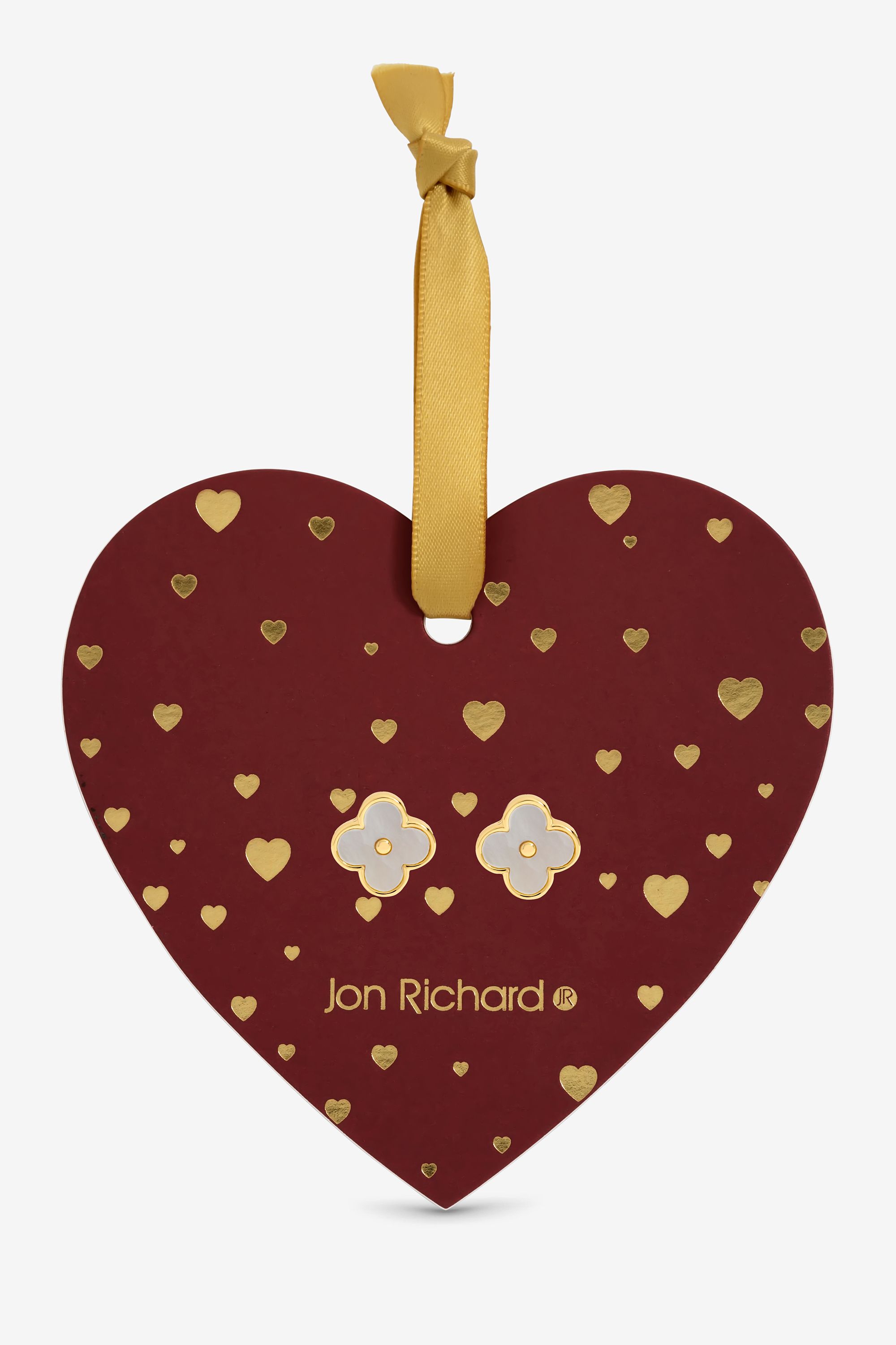 Jon Richard 18K Gold Plated and Mother of Pearl Clover Earrings - Hanging Heart image 1