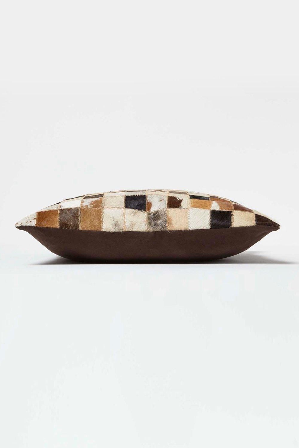 Homescapes Small Block Leather Cushion 45 x 45 cm image 4