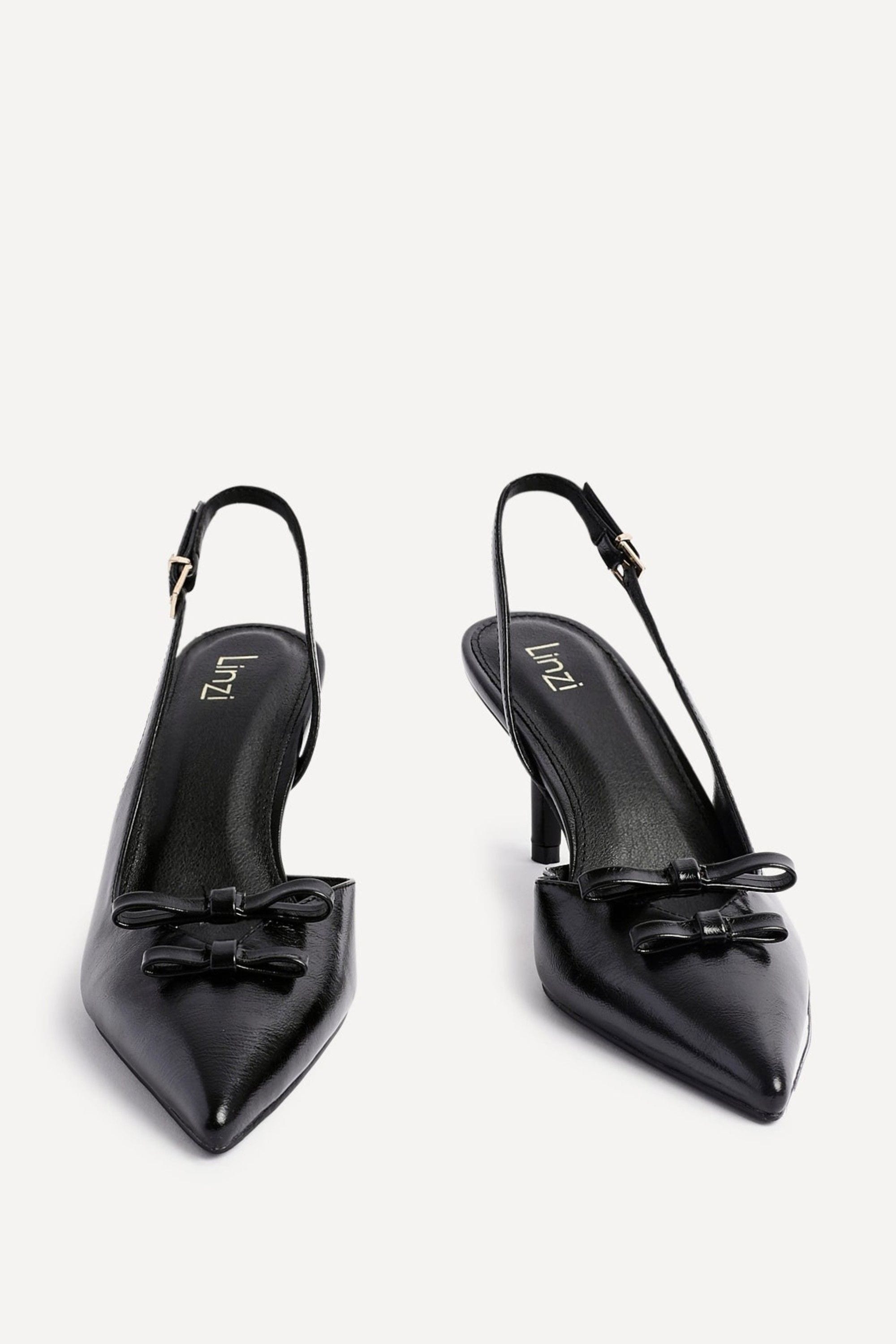 Linzi Aysha Black Faux Leather Court Heels image 3