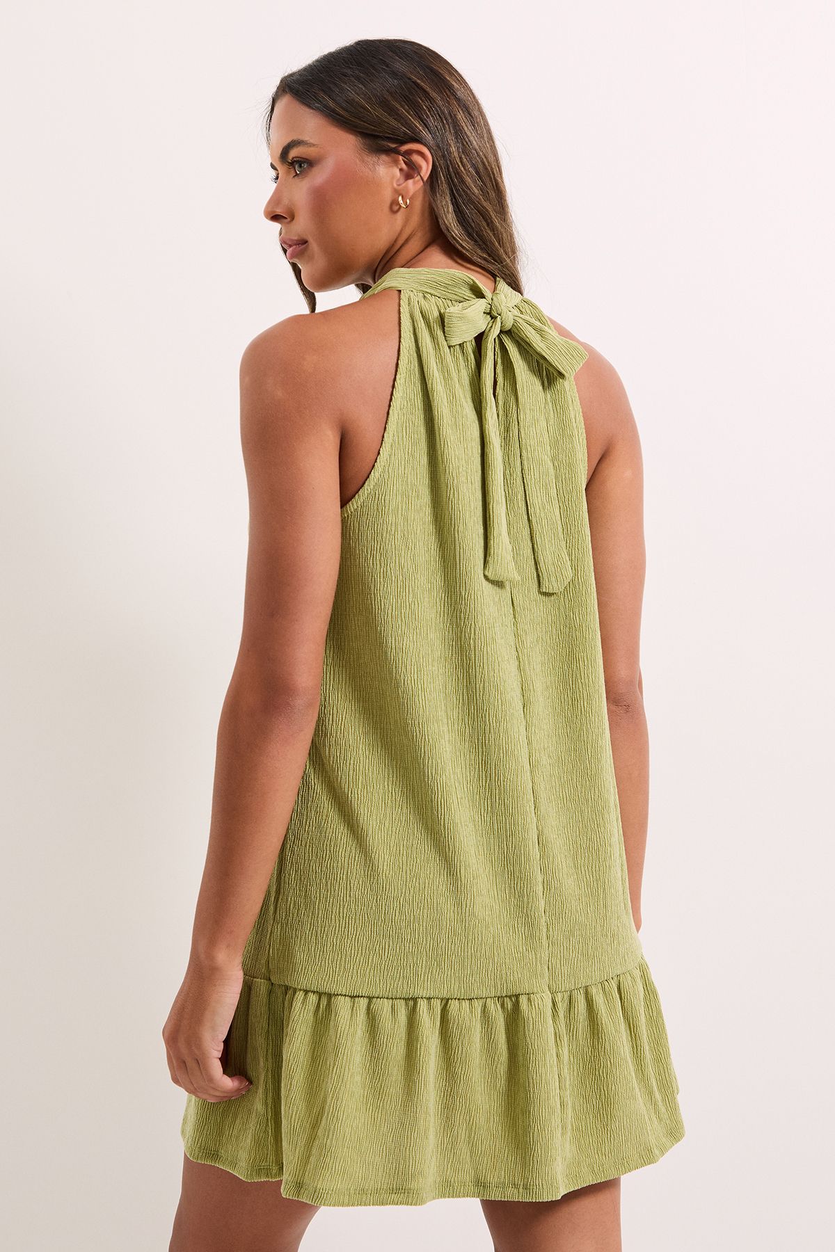 Dorothy Perkins Halterneck Tie Back Jersey Mini Dress Green image 5