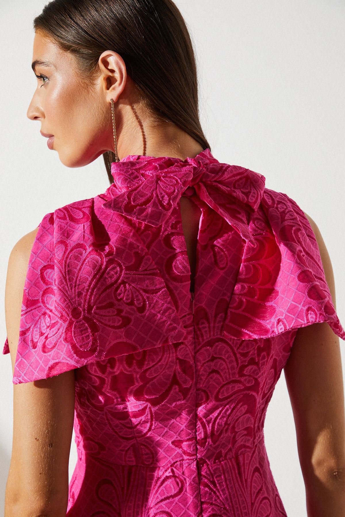 Coast Bow Sleeve Jacquard Dress Pink image 4