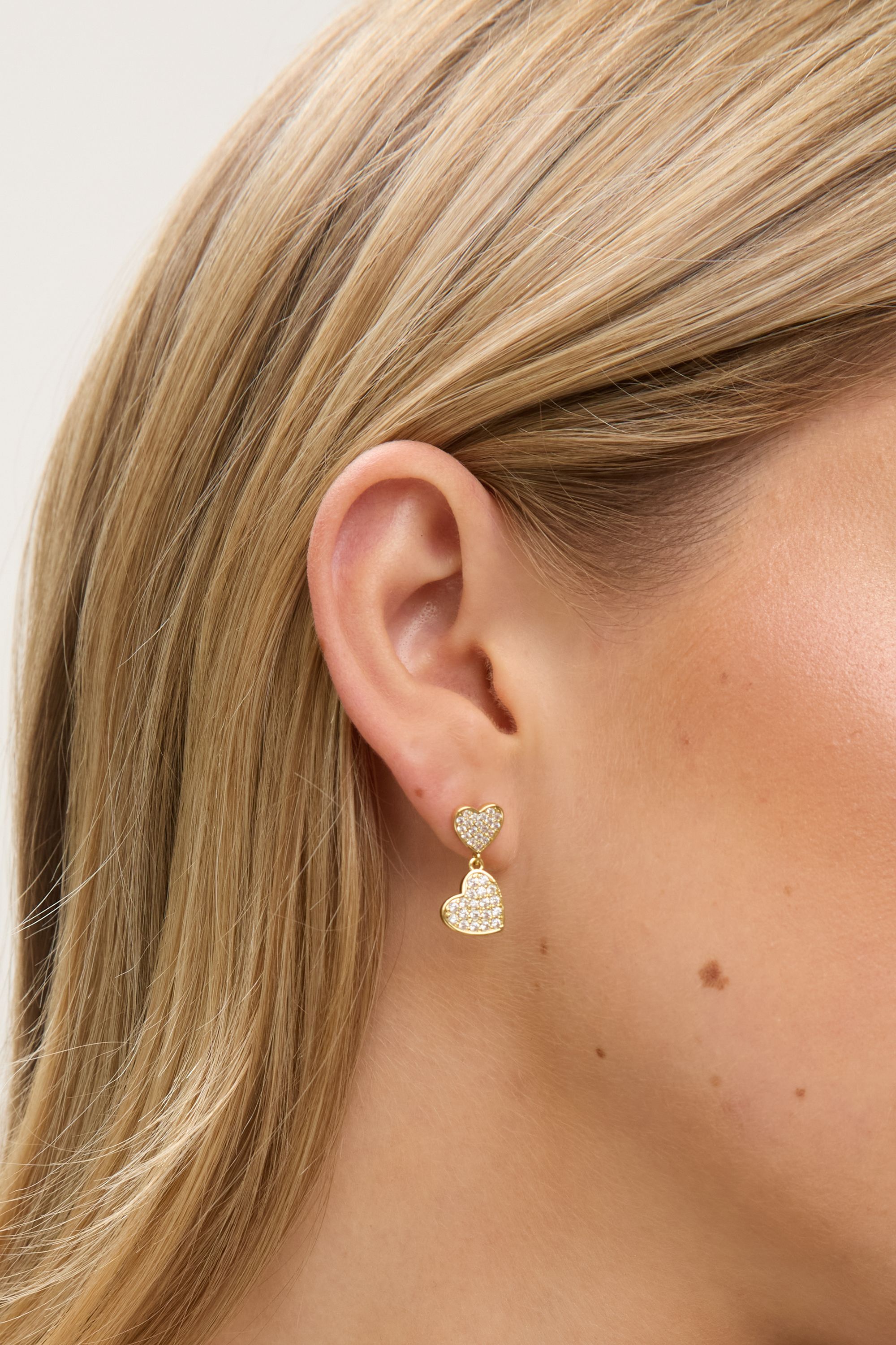 Jon Richard 18K Gold Plated Micro Pave Heart Earrings image 4