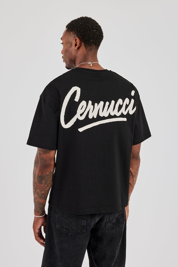 Cernucci Script Back Print T-Shirt - Black
