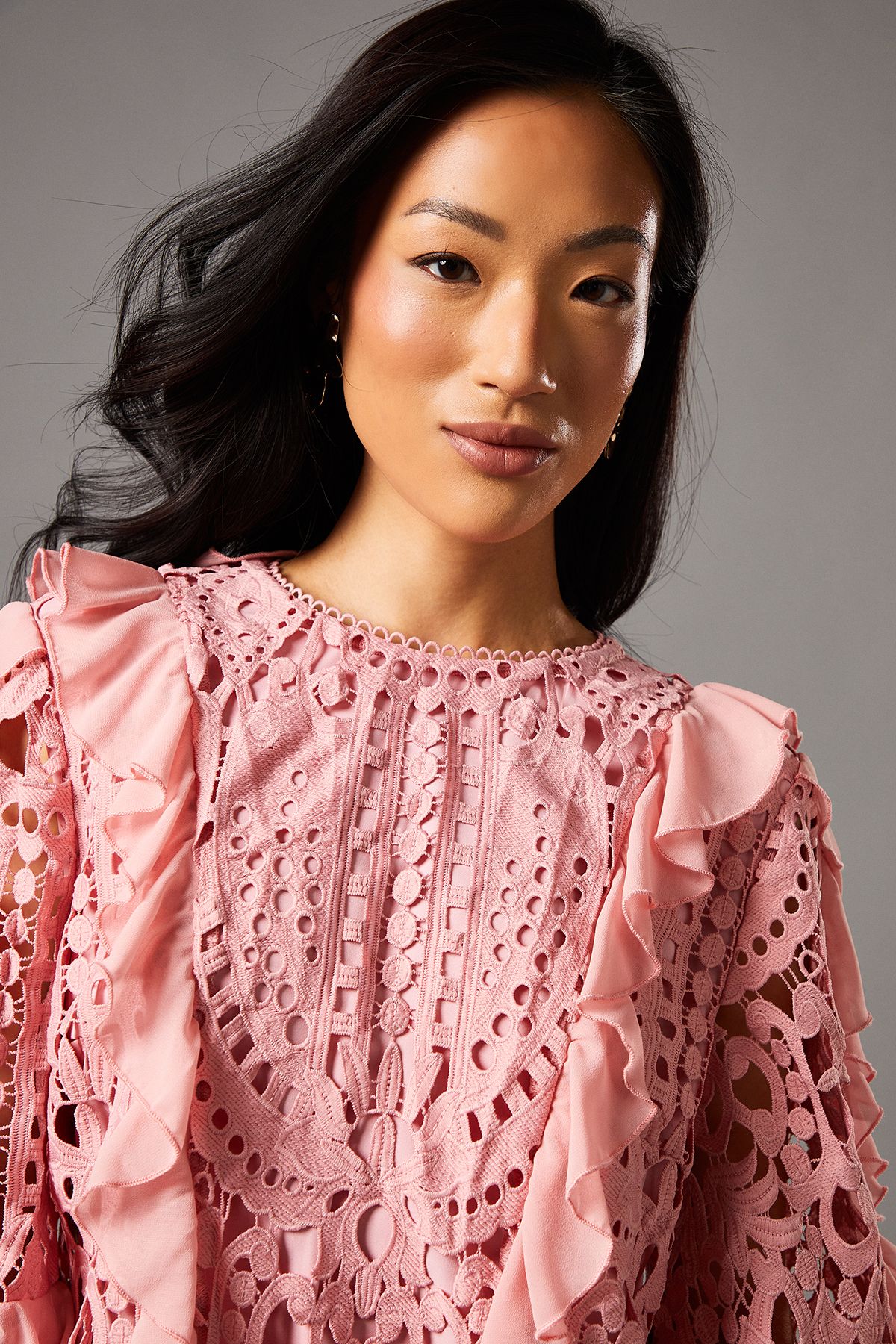 Coast Lace Frill Sleeve Top Blush image 4