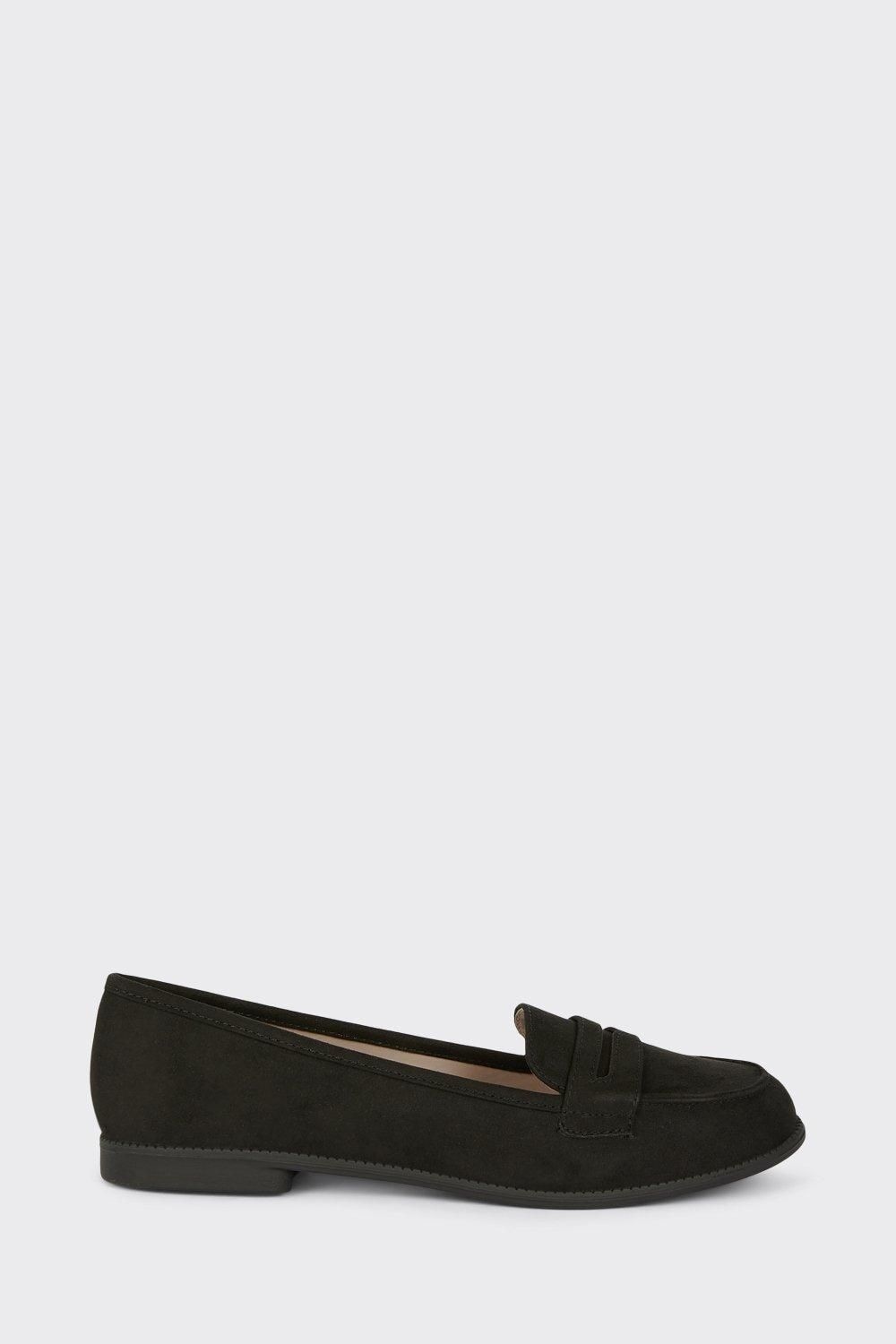 Dorothy Perkins Wide Fit Lara Penny Loafers Natural Black image 2