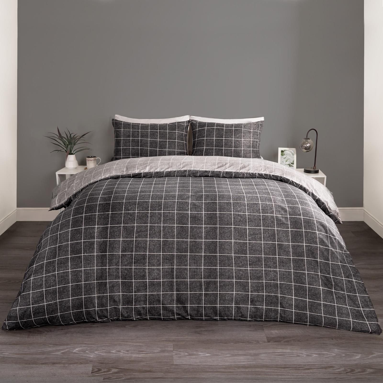 OHS Check Duvet Cover Bedding Set Quilt Pillowcase image 1