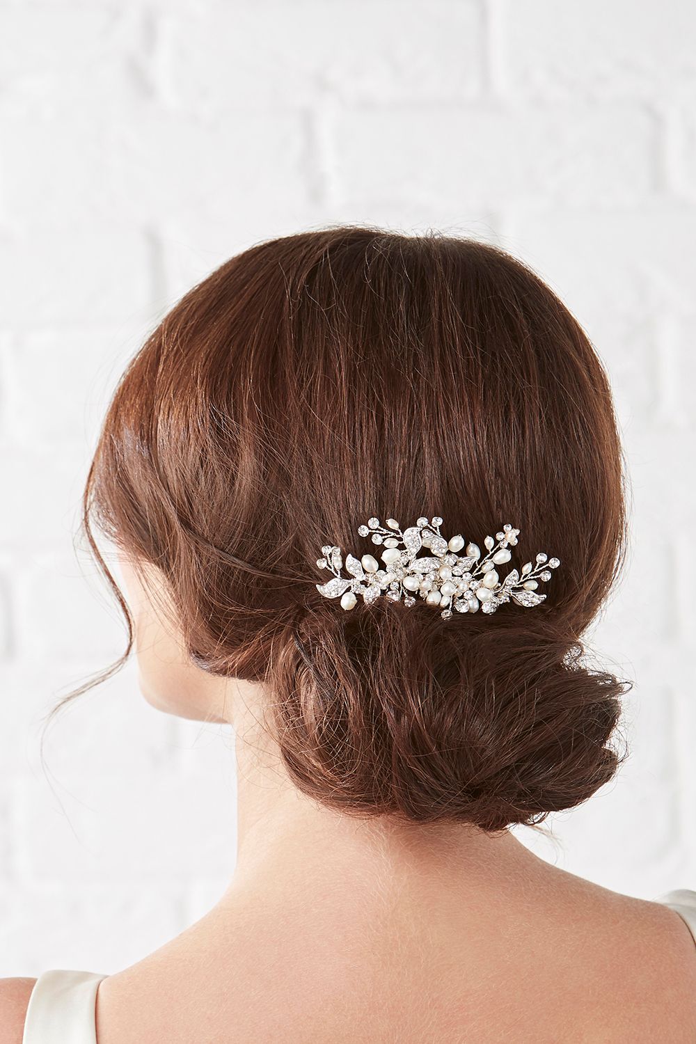 Jon Richard Pave Leaf And Freshwater Pearl Spray Comb image 2