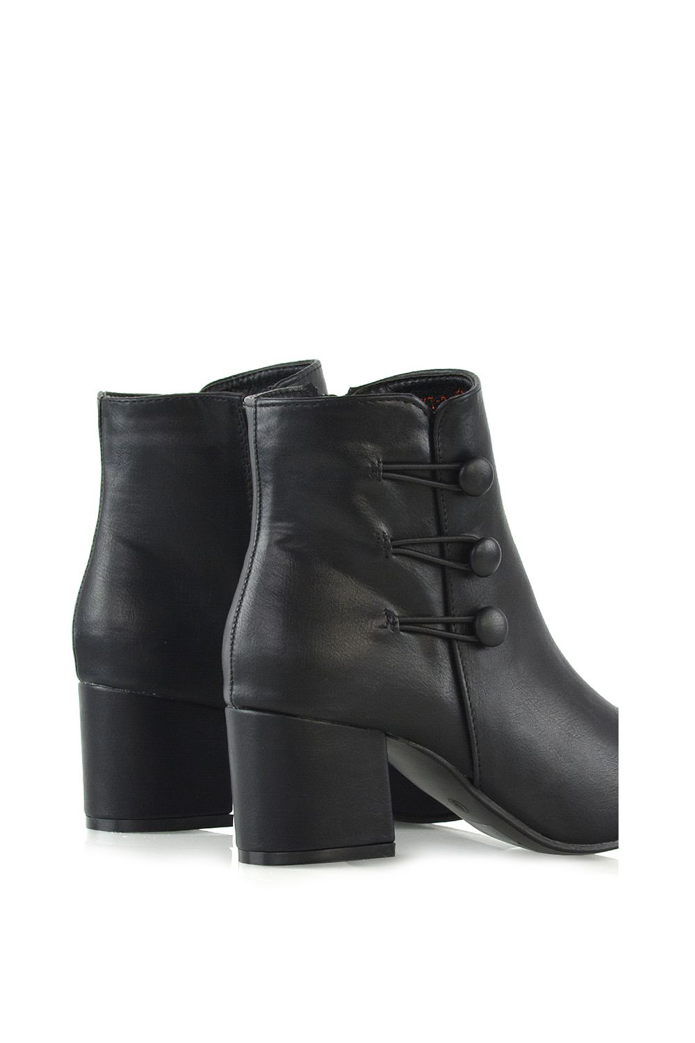 XY London 'Ruth' Low Mid Block Heel Button Tie Ankle Boots With Zip Fastening image 3