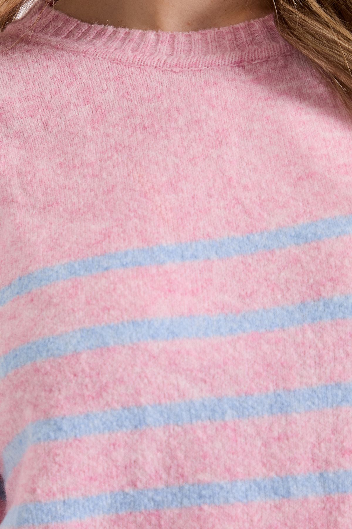 Dorothy Perkins Stripe Placement Crew Jumper Pale Pink image 5