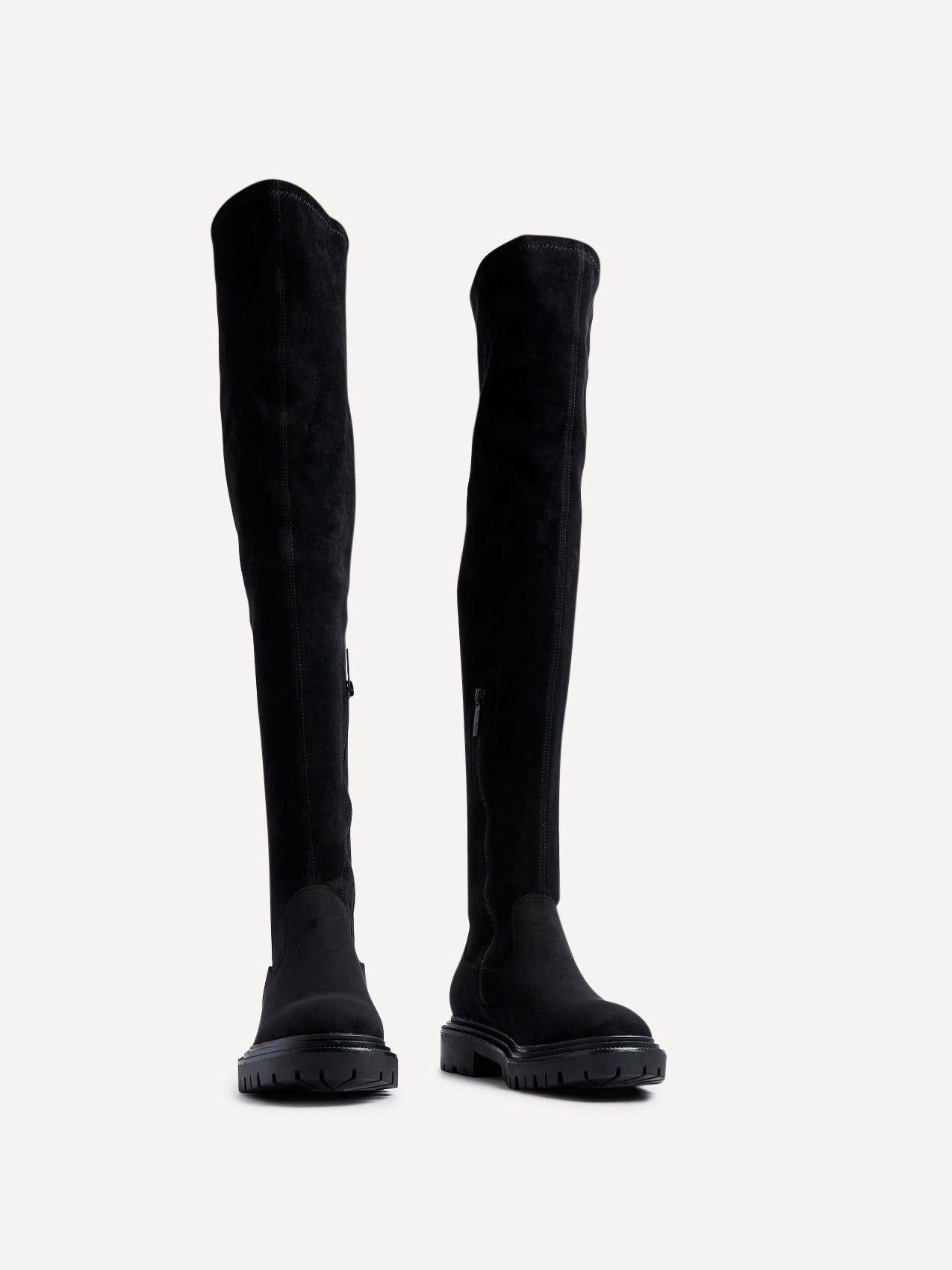 Linzi Sonny Black Stretch Faux Suede Over The Knee Long Boot image 3