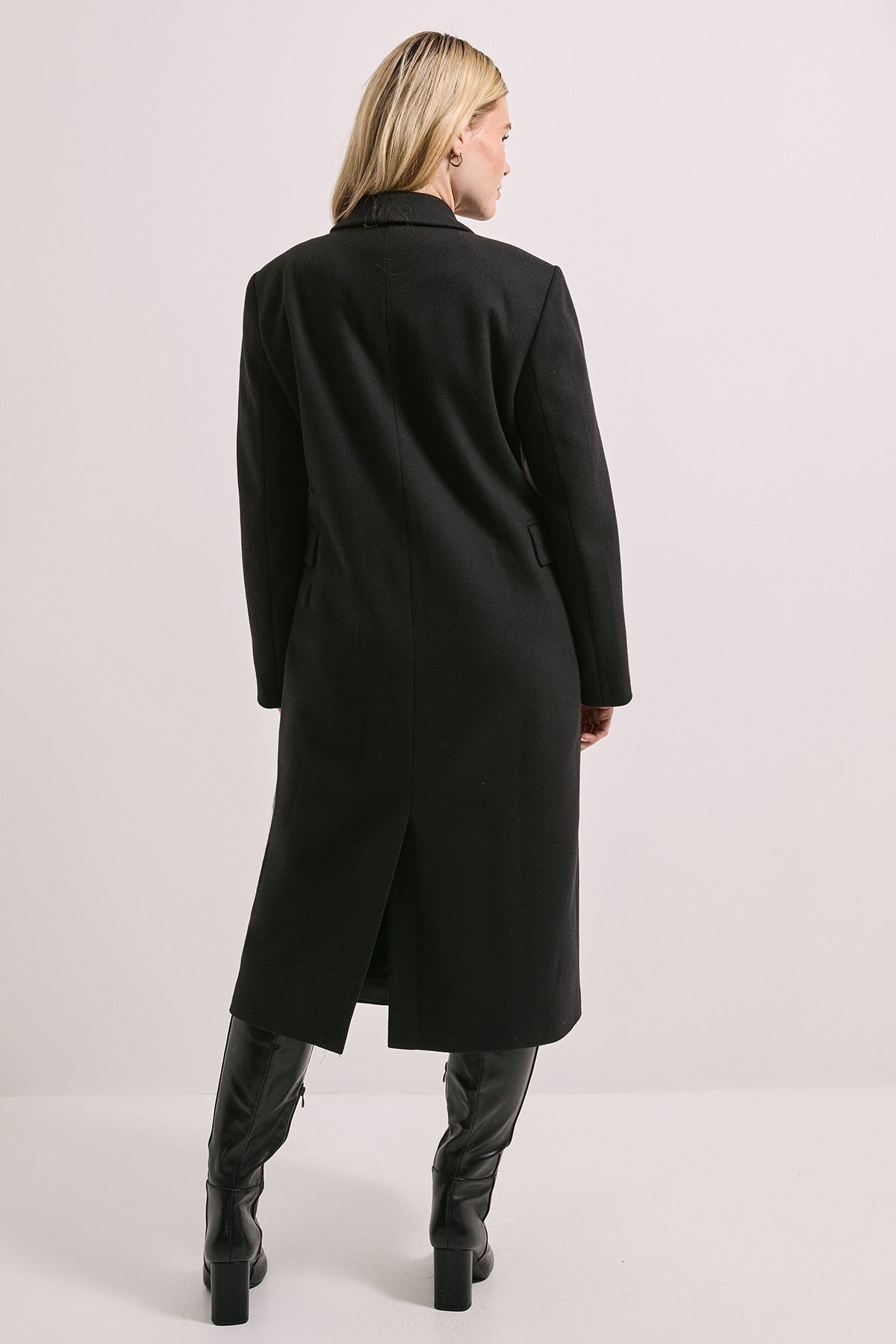 Dorothy Perkins Midi Length Fitted Military Coat Black image 3