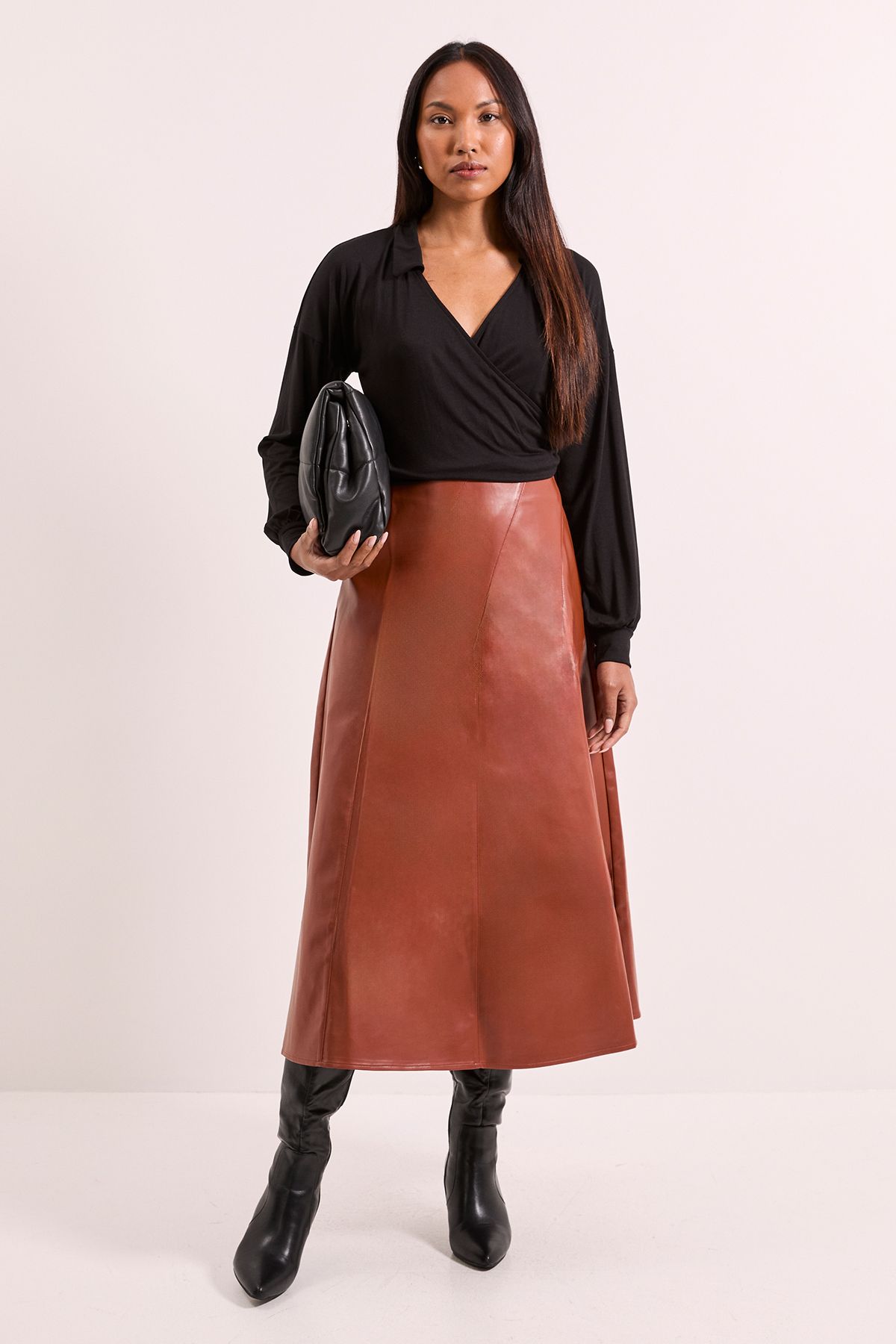 Principles Black Wrap Front Jersey Shirt Black image 4