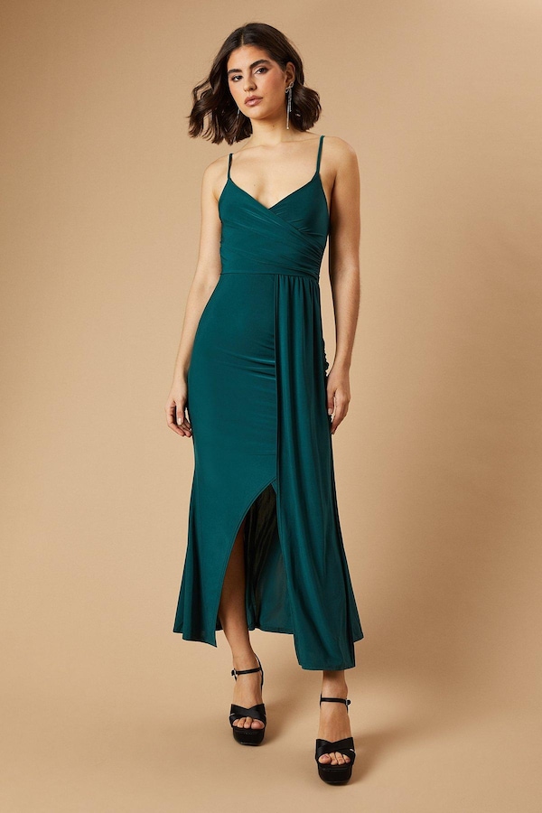Oasis Occasion Double Jersey Drape Midaxi Dress Forest