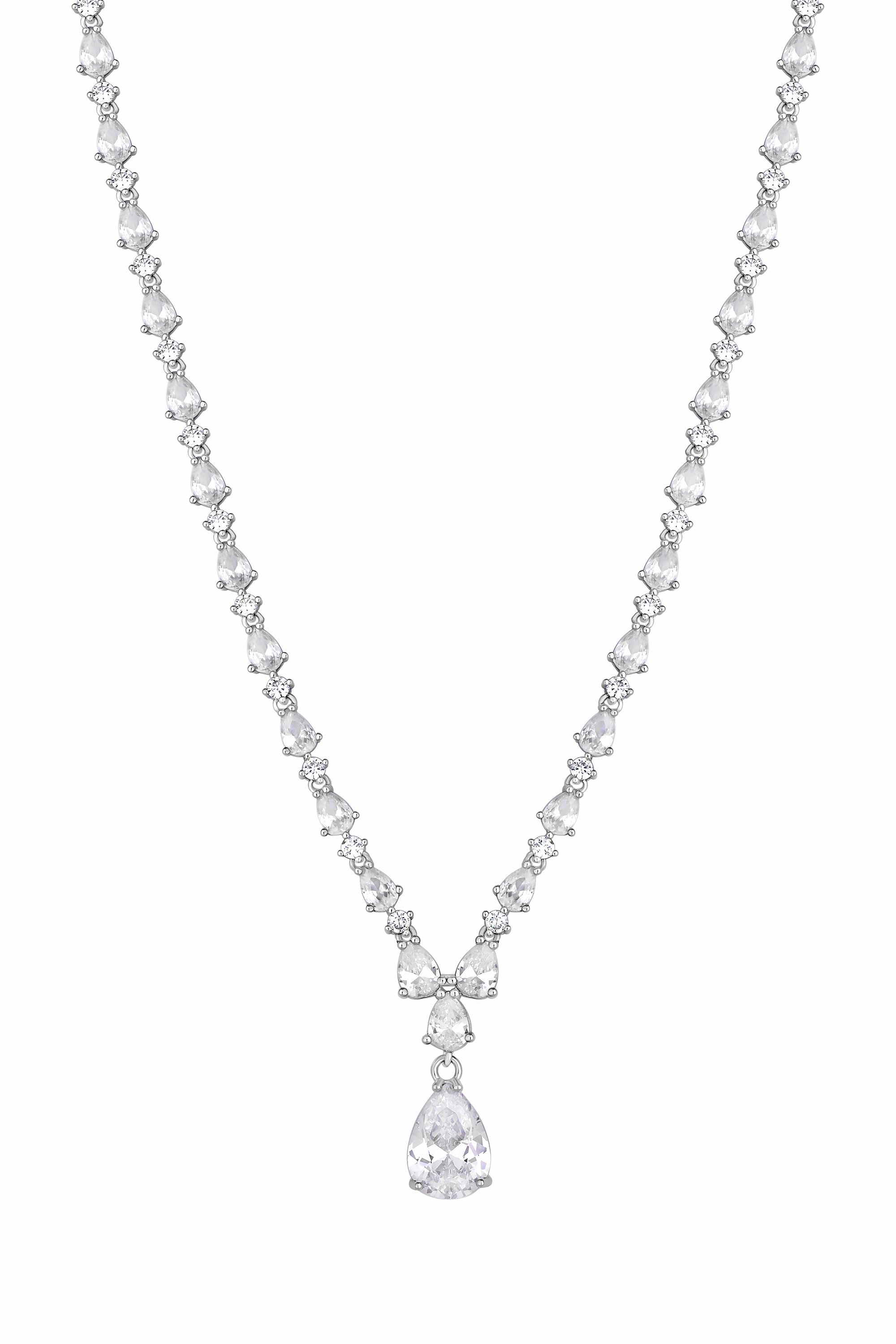 Jon Richard Gift Packaged Rhodium Pear Drop And Cubic Zirconia Necklace image 2