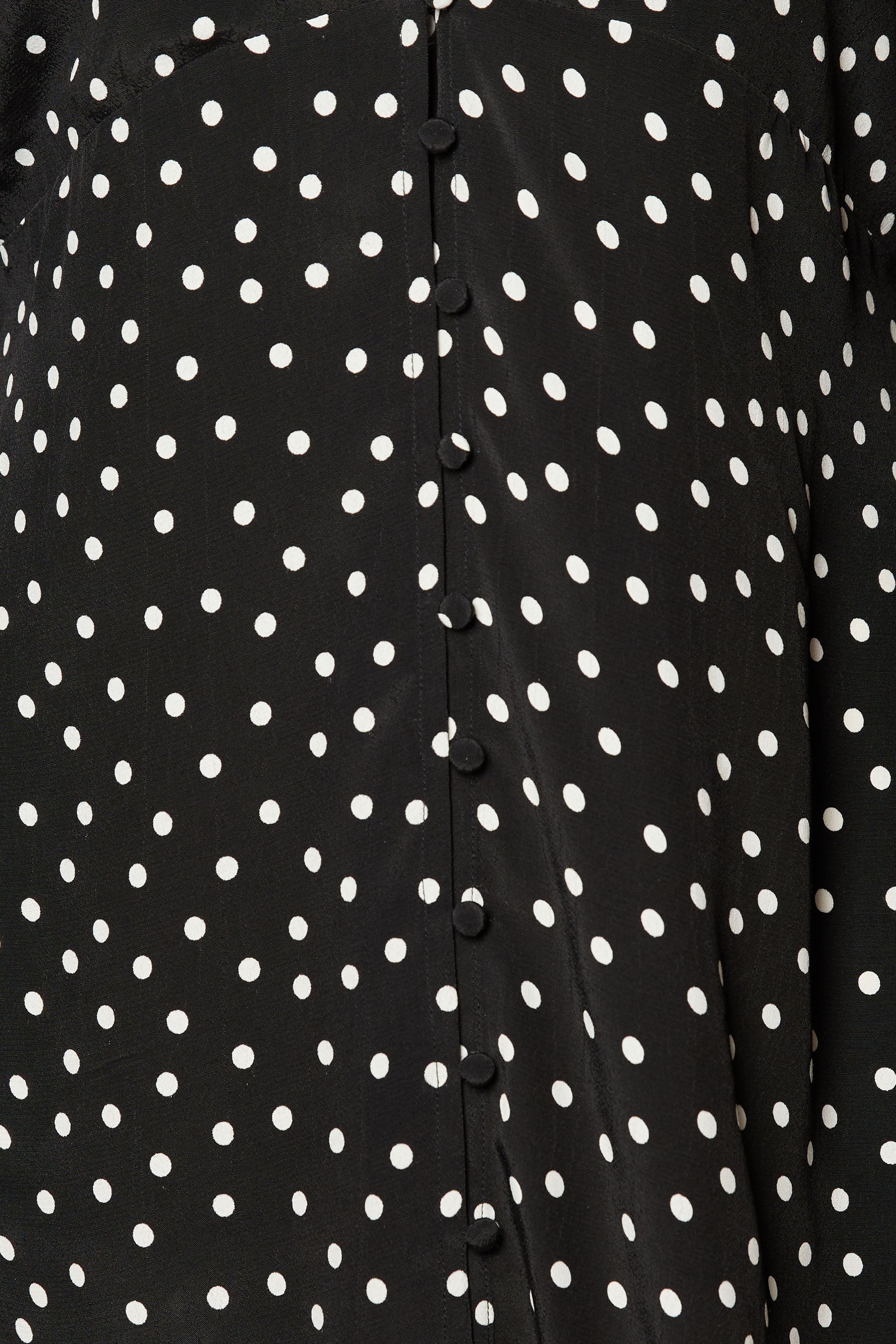 NastyGal Plus Polka Dot Button Down Extreme Flared Sleeve Mini Dress Mono image 4